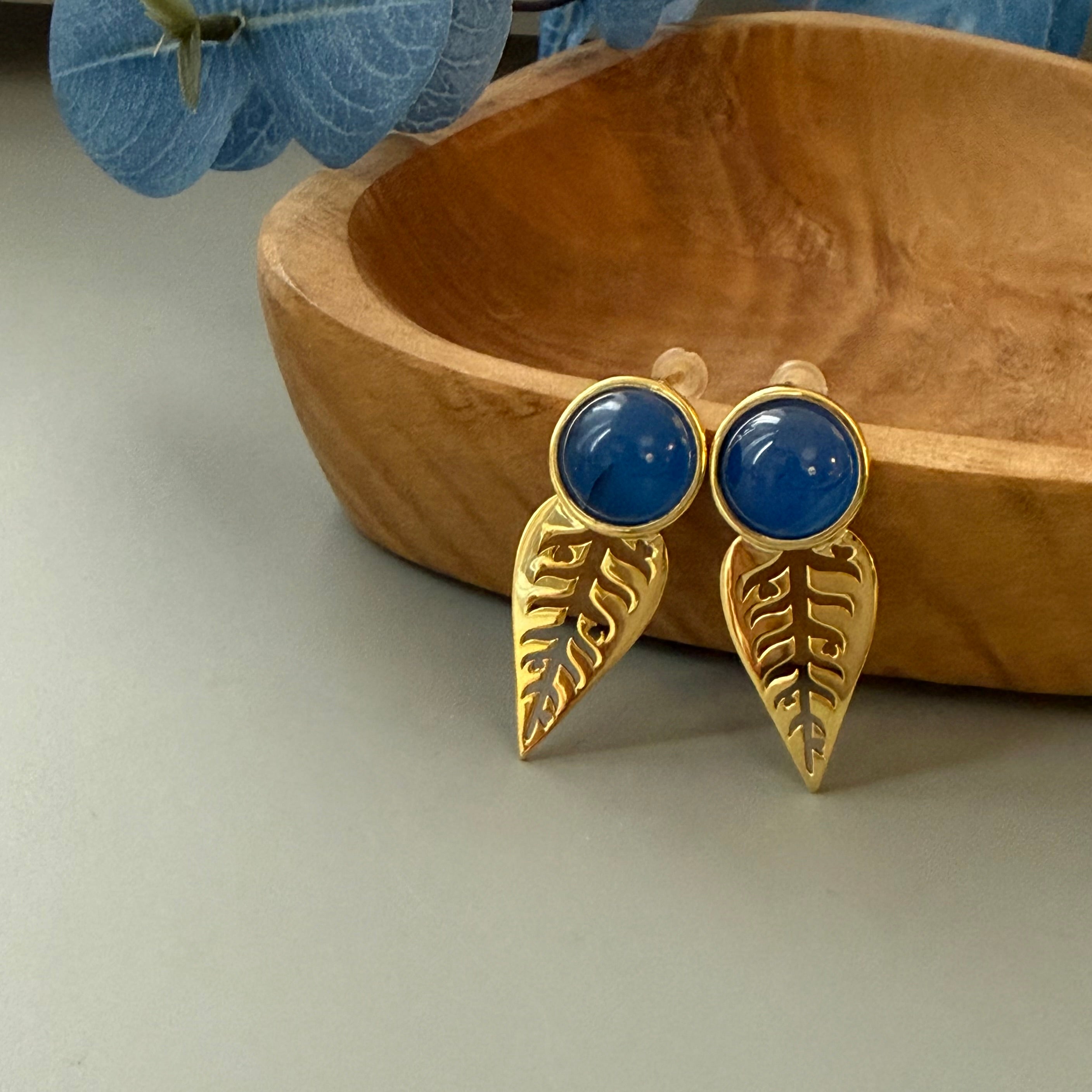 Handmade Gold Plated Silver leaf shape Earrings - AFRA ART GALLERY