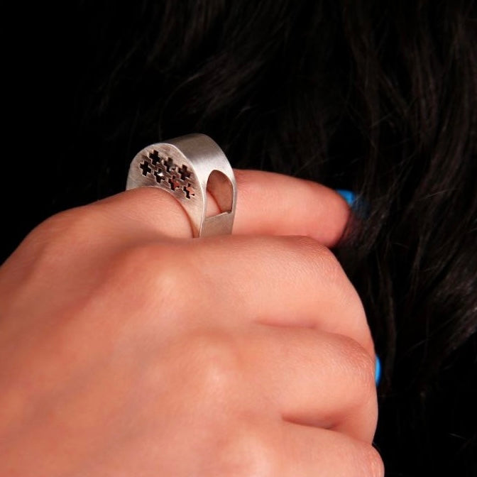 Persian Ring Shiraz Khan School Silver Ring: Persian Jewelry-AFRA ART GALLERY