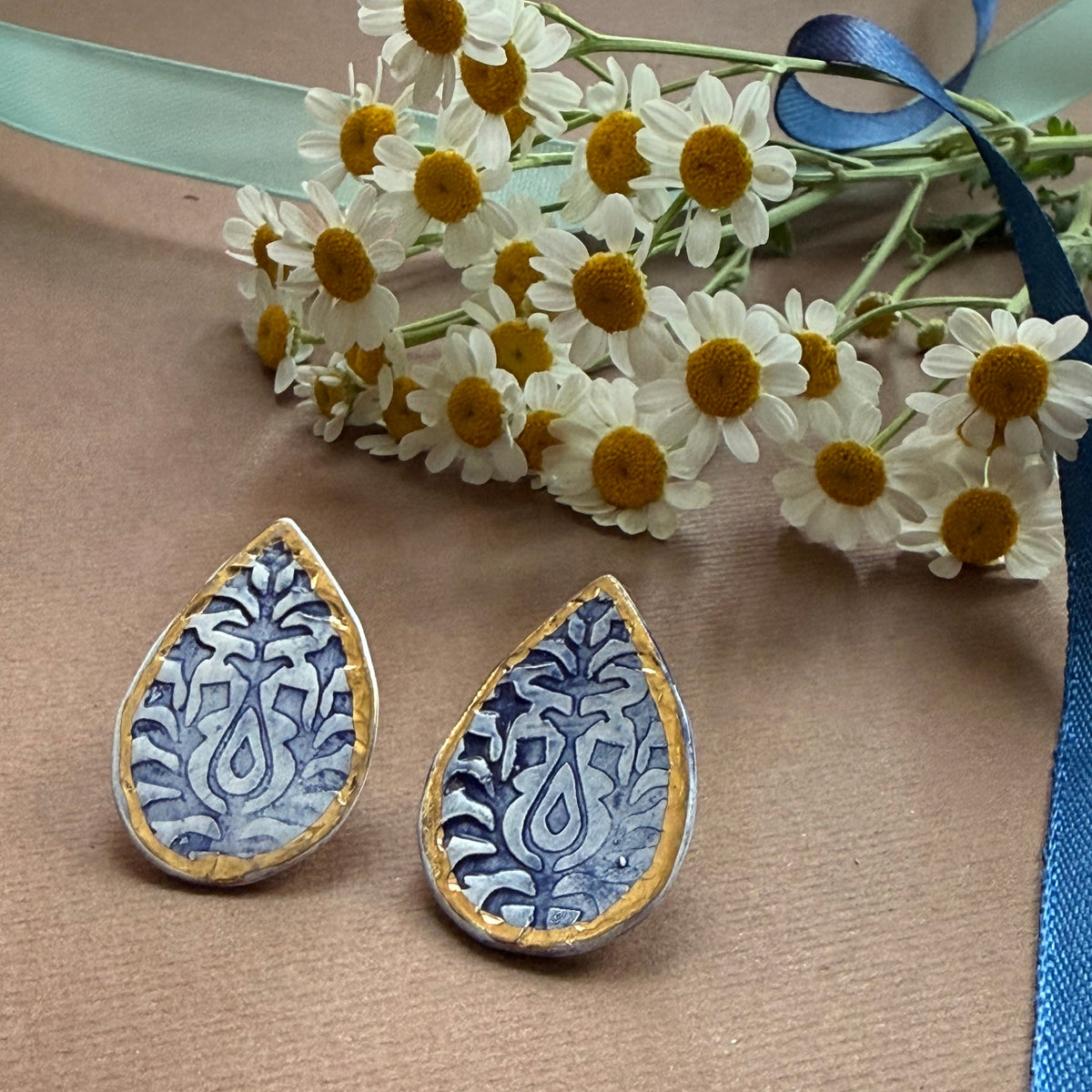Minimal Teardrop Shape Ceramic Earrings - AFRA ART GALLERY
