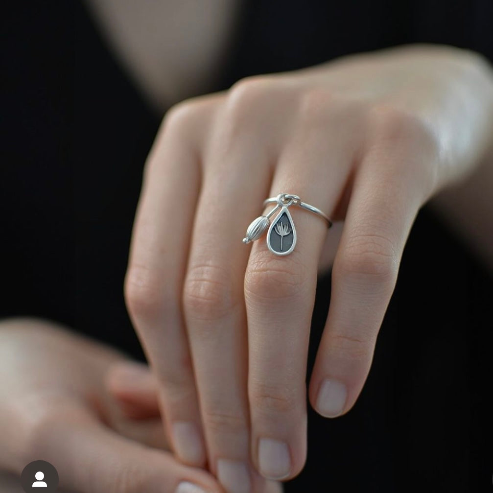 Persian Ring Handmade Silver Ring With Charm: Persian Jewelry-AFRA ART GALLERY