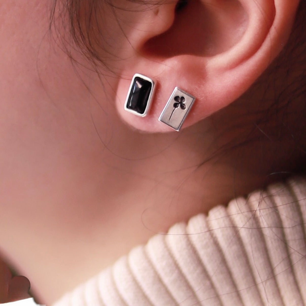 Handmade Asymmetrical Silver Tiny Stud Earrings - AFRA ART GALLERY