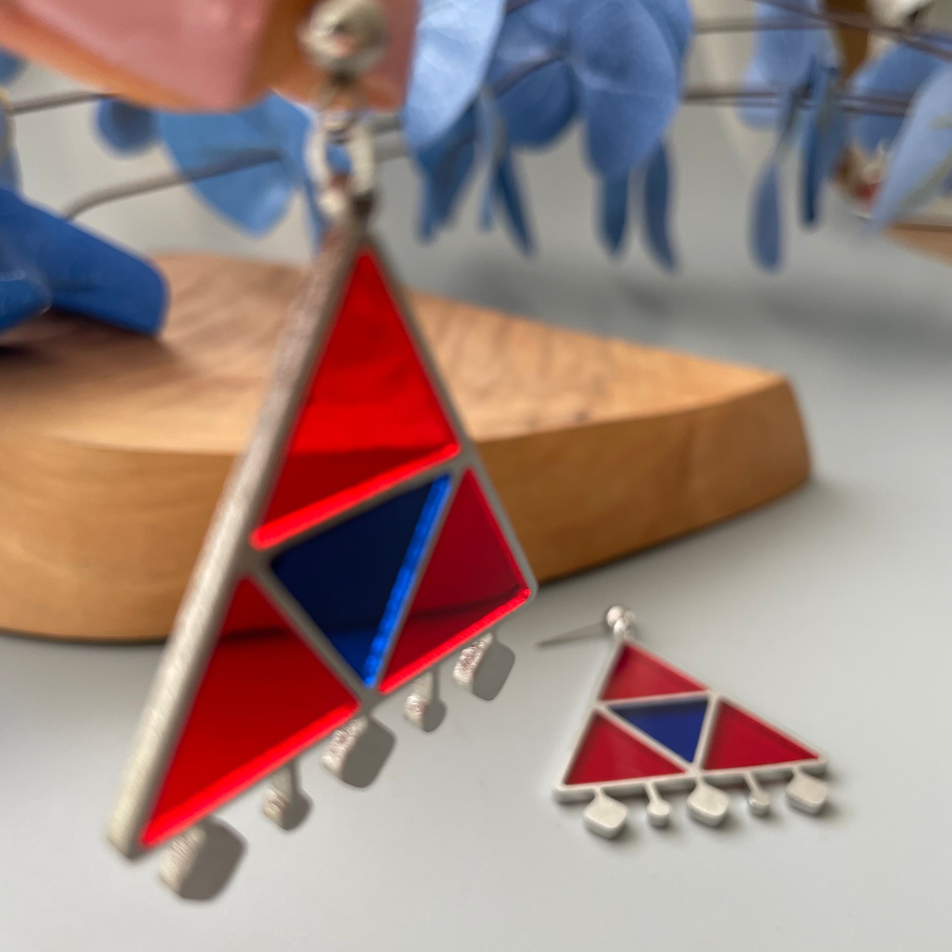 Persian Earrings-Ursi Triangle Earrings with Colorful Design:Persian Jewelry -AFRA ART GALLERY