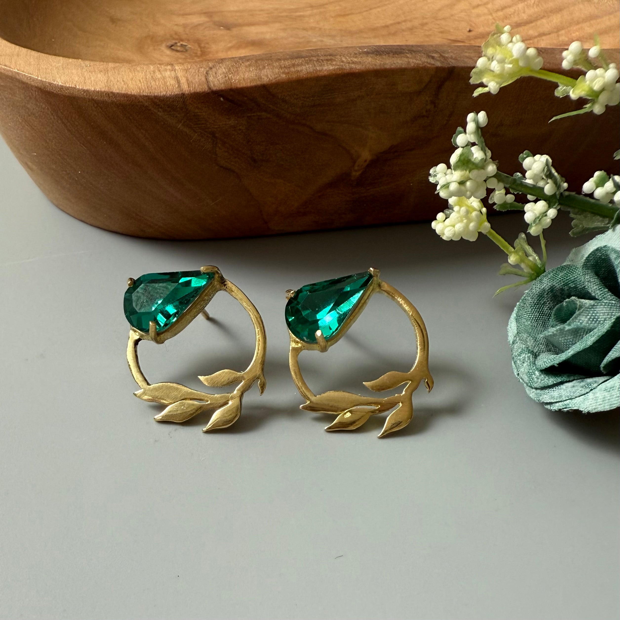 Persian Earrings-Handmade Brass Earrings with Olive Wreath Design:Persian Jewelry -AFRA ART GALLERY