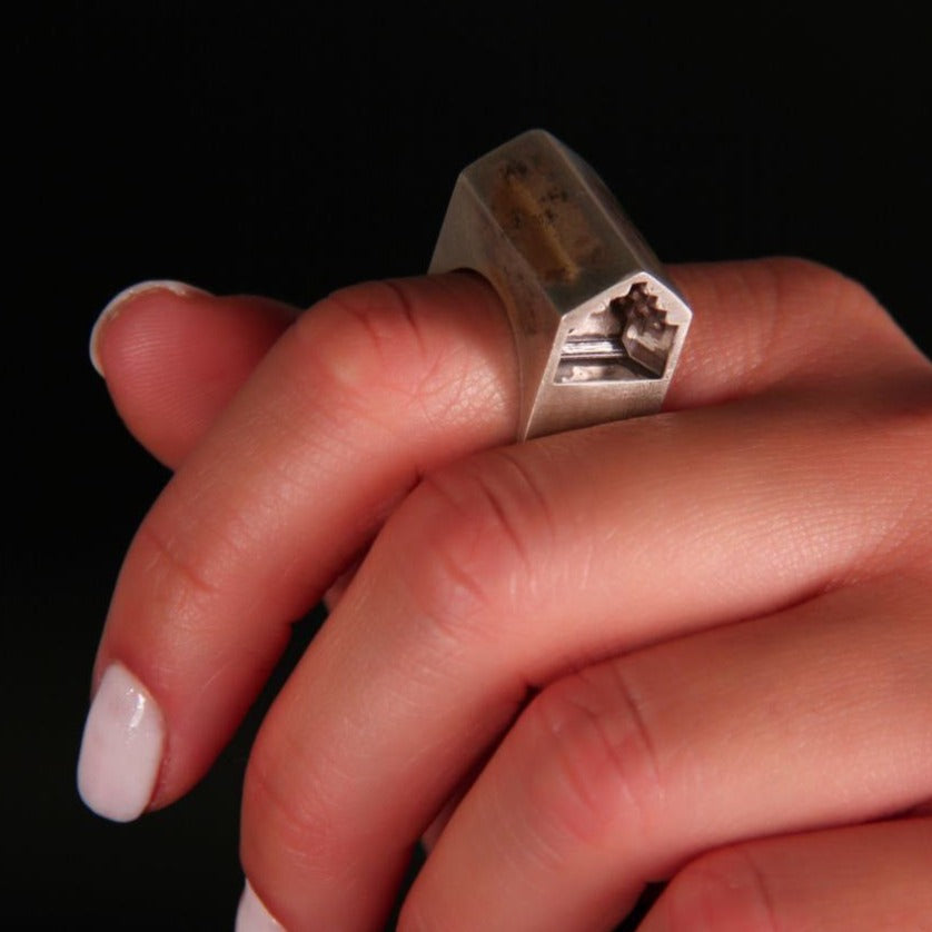 Persian Ring Fil Poshan Silver Ring: Persian Jewelry-AFRA ART GALLERY