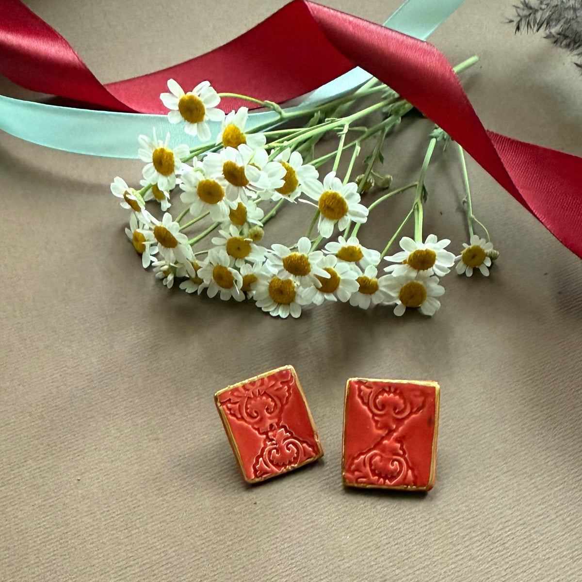 Minimal Rectangular Shape Ceramic Earrings (Copy) - AFRA ART GALLERY