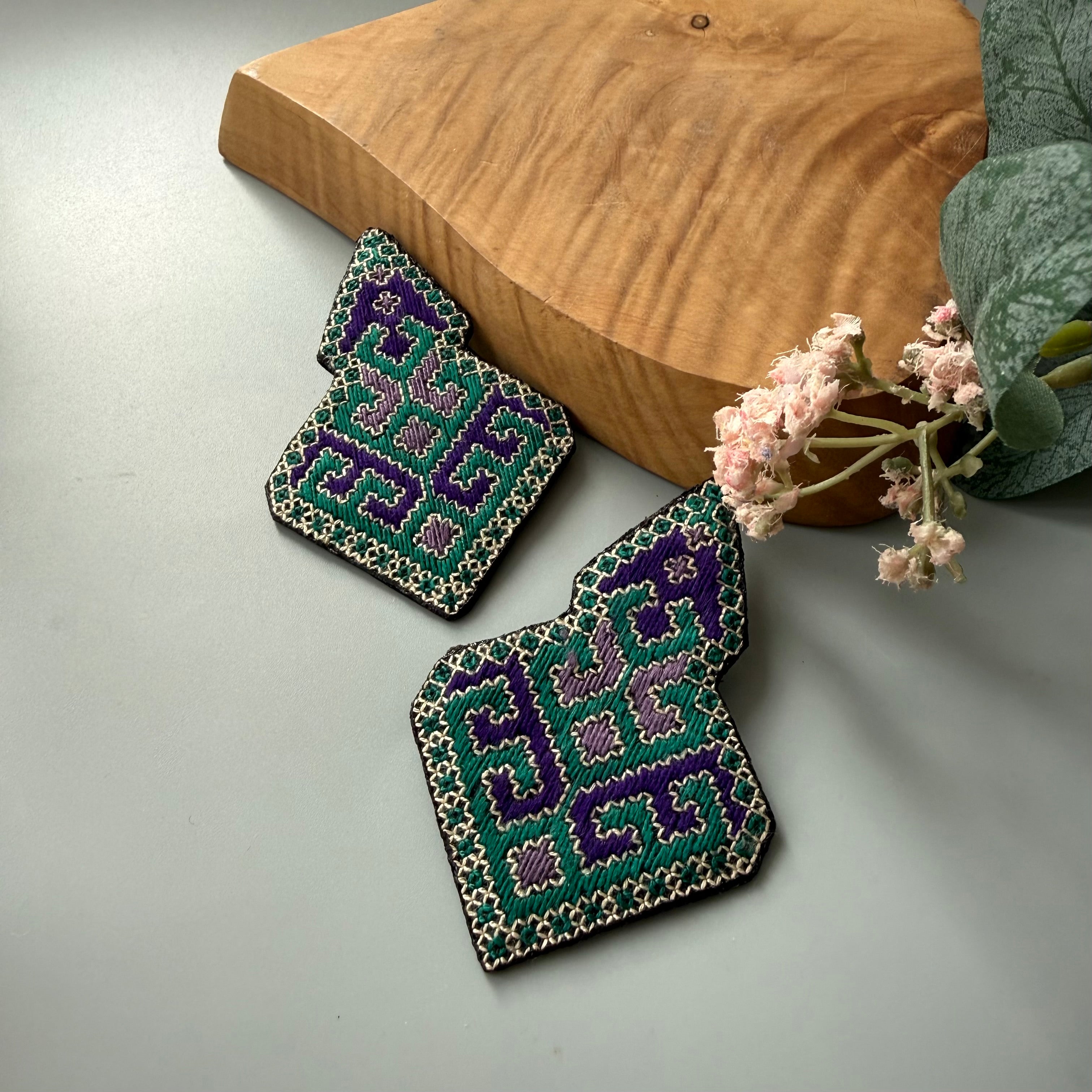 Persian Embroidery Earrings in Colorful Style