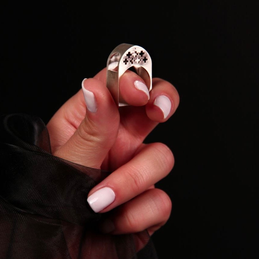 Persian Ring Shiraz Khan School Silver Ring: Persian Jewelry-AFRA ART GALLERY