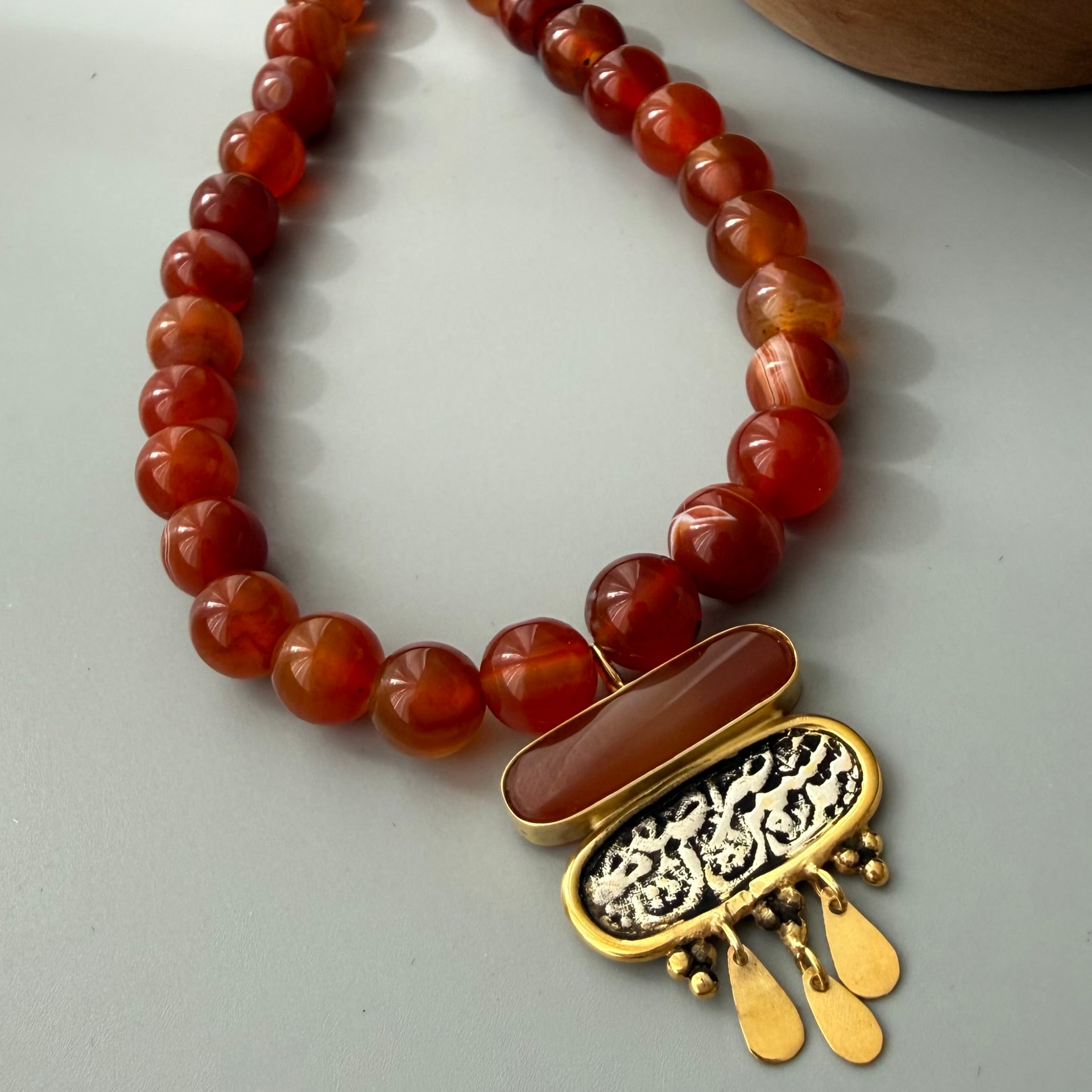 Handmade Silver Necklace with Natural Agate - AFRA ART GALLERY