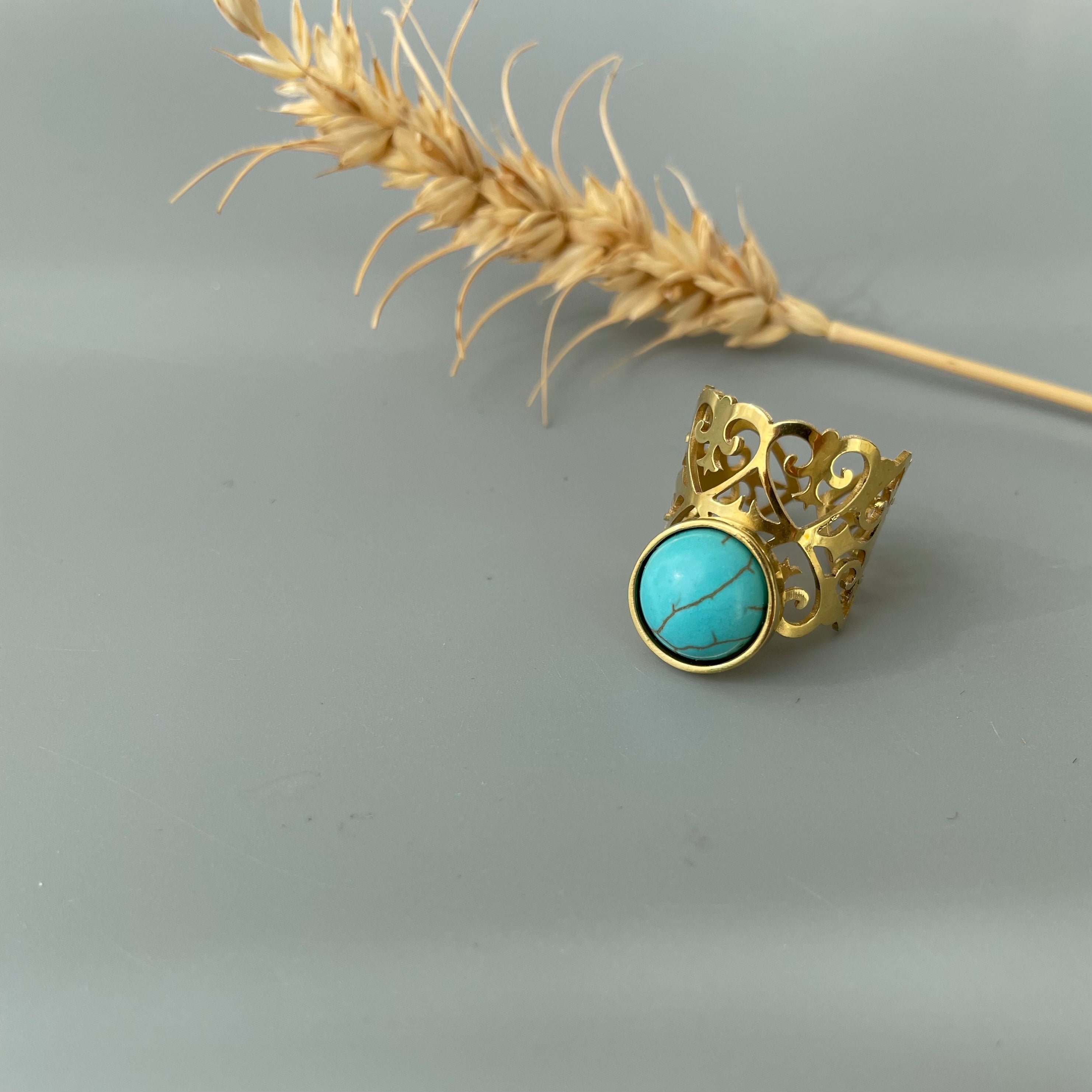 Persian Ring-Handmade Persian Ring with Turquoise:Persian Jewelry-AFRA ART GALLERY