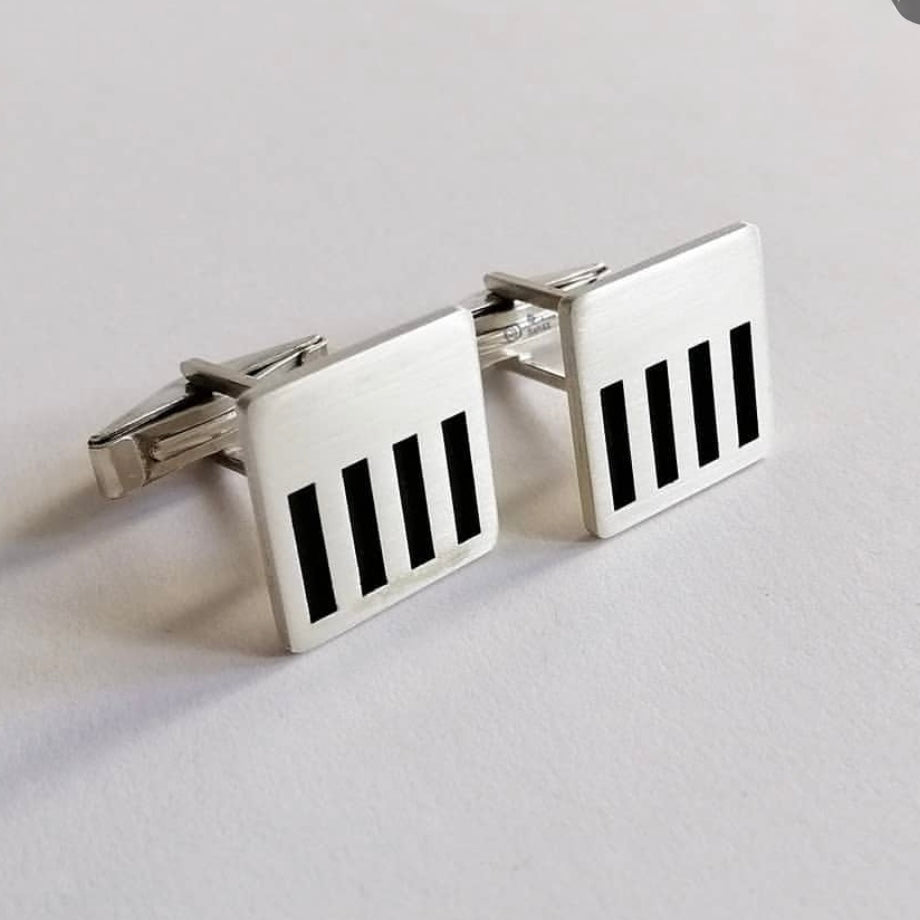 Persian Men's Jewelry-Classic Silver Cufflinks:Persian Jewelry-AFRA ART GALLERY