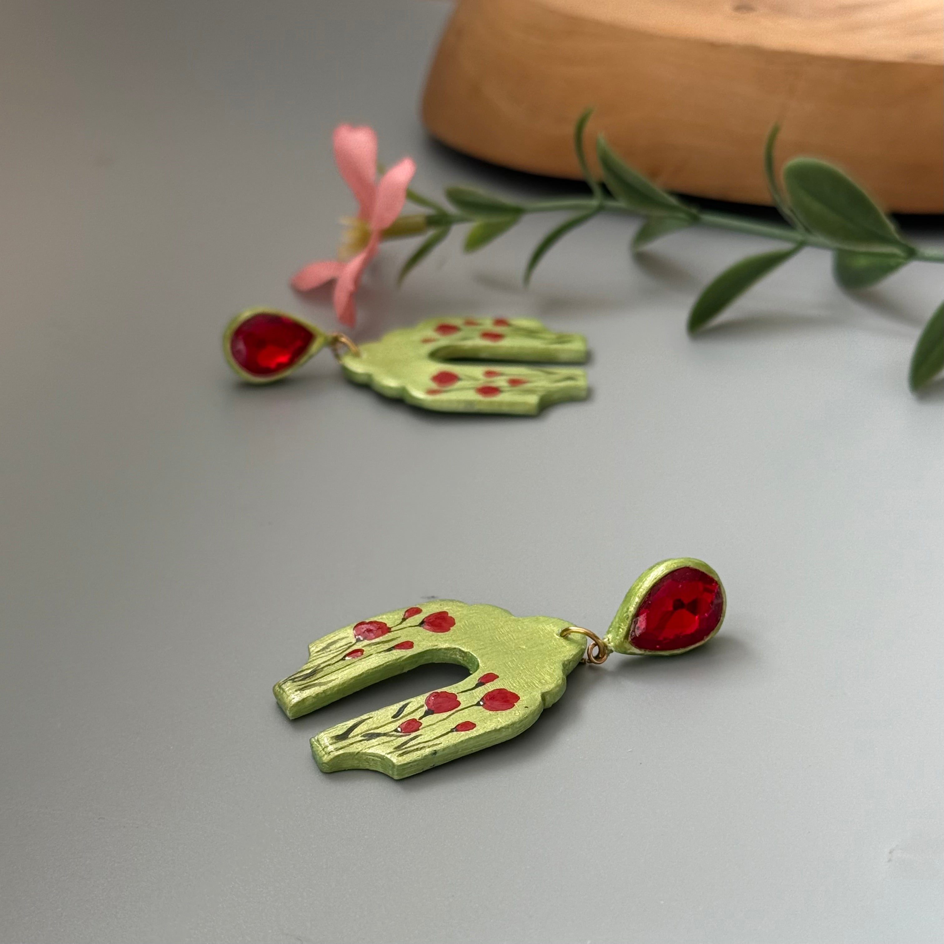 Persian Earrings-Dangle Clay Earrings with Hand Painting:Persian Jewelry -AFRA ART GALLERY