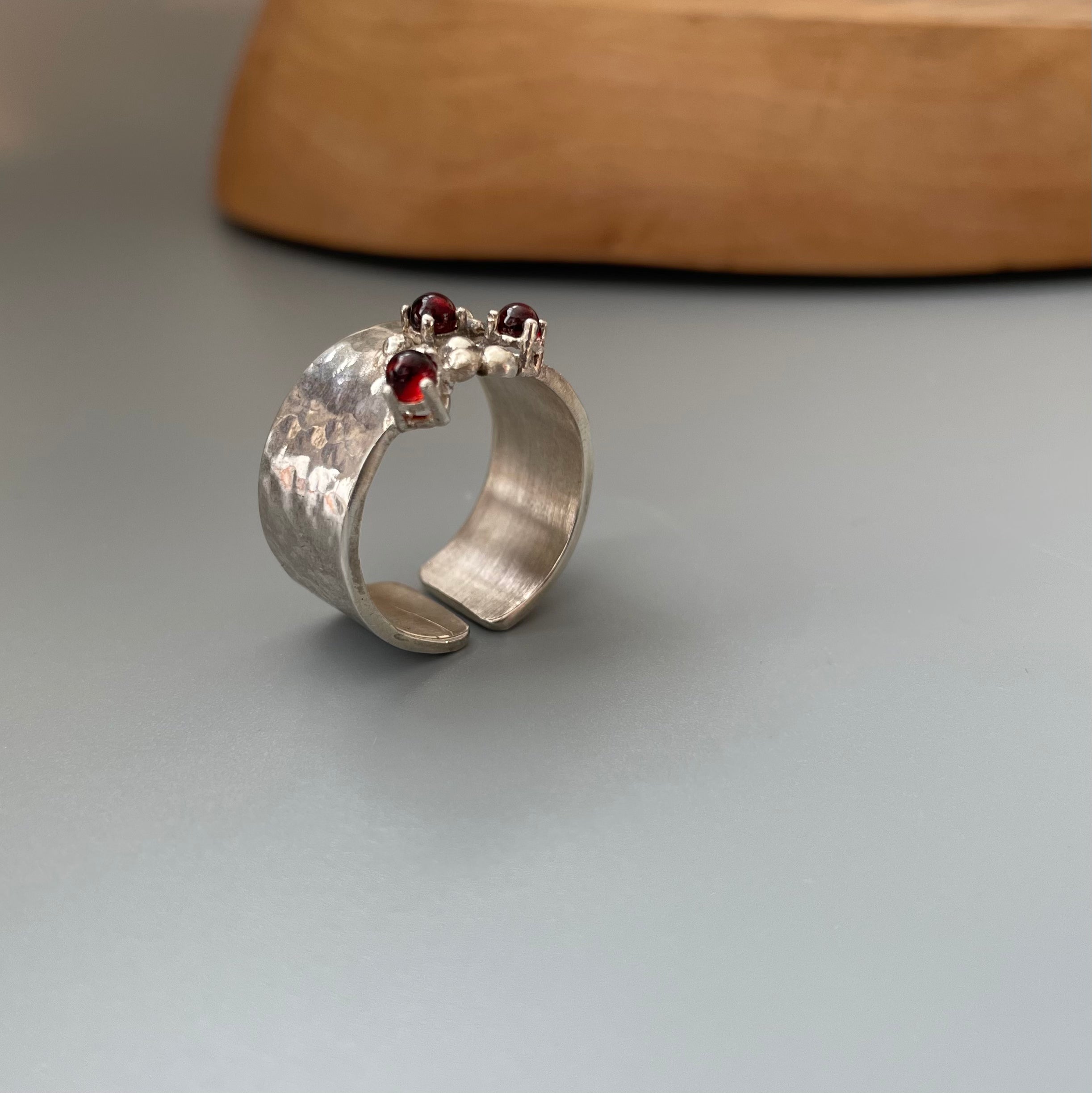 Persian Ring-Handmade Silver Ring with Garnet:Persian Jewelry-AFRA ART GALLERY