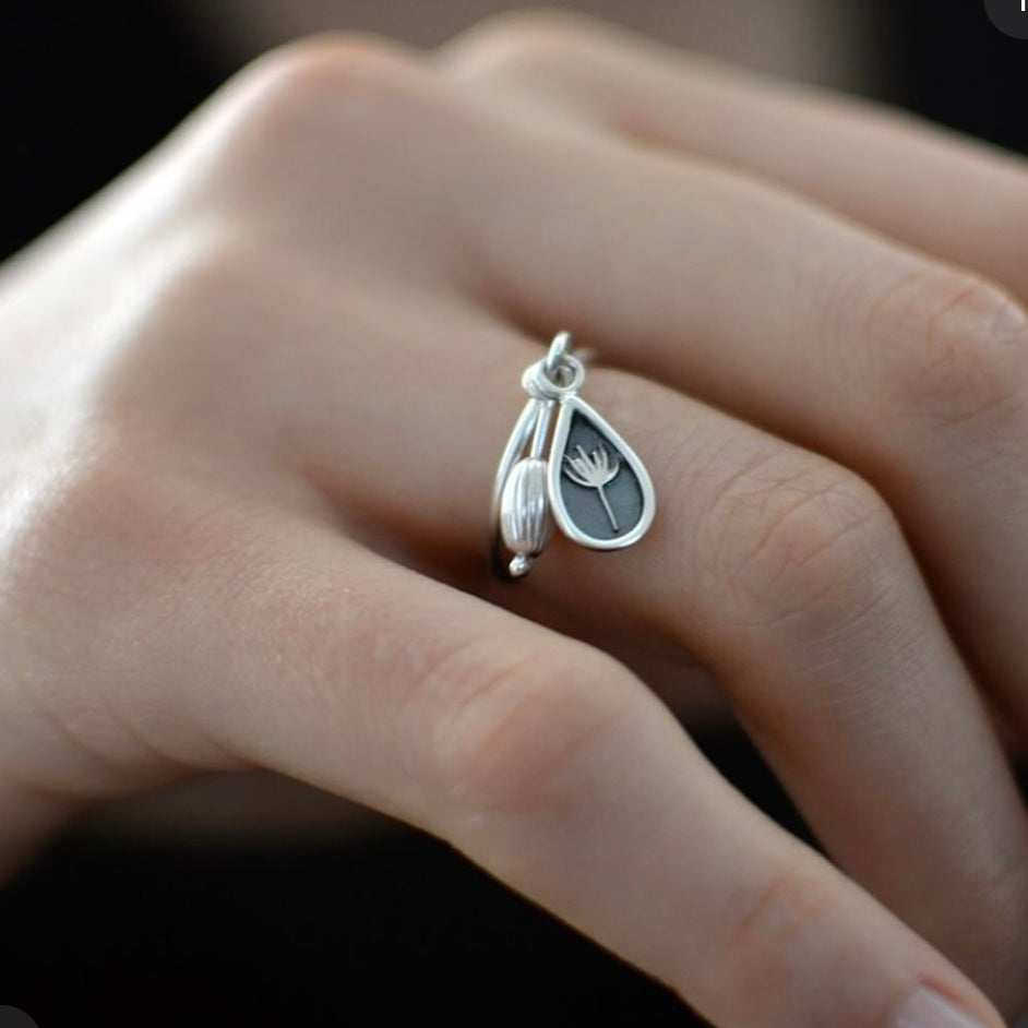 Persian Ring Handmade Silver Ring With Charm: Persian Jewelry-AFRA ART GALLERY