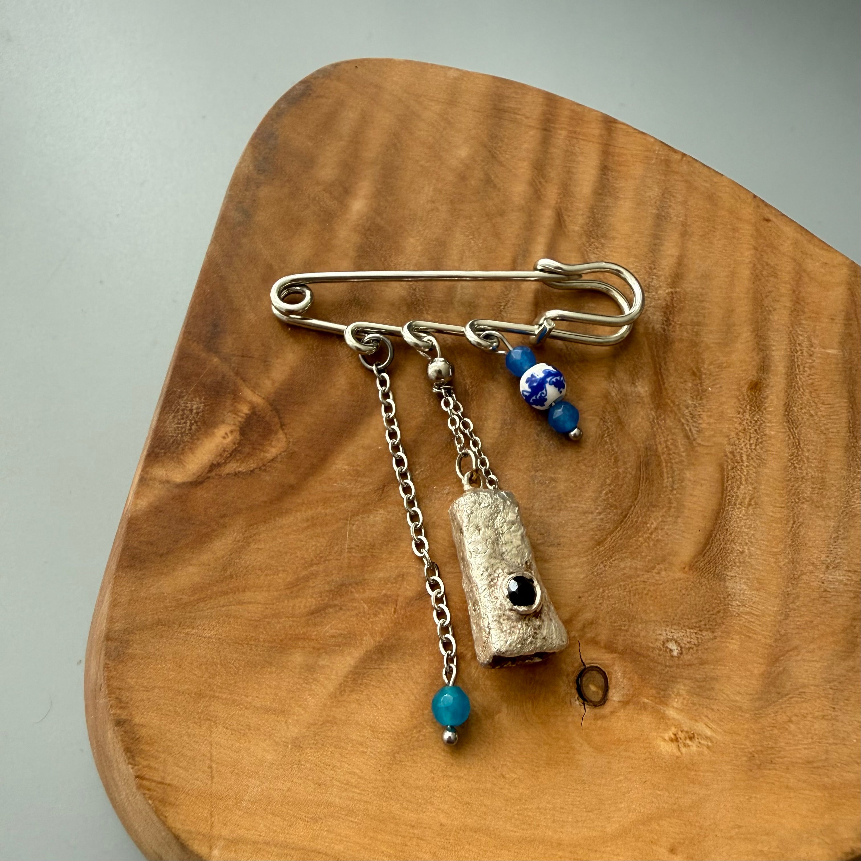 Handcrafted 999 Silver Brooch with Sparkling CZ - AFRA ART GALLERY