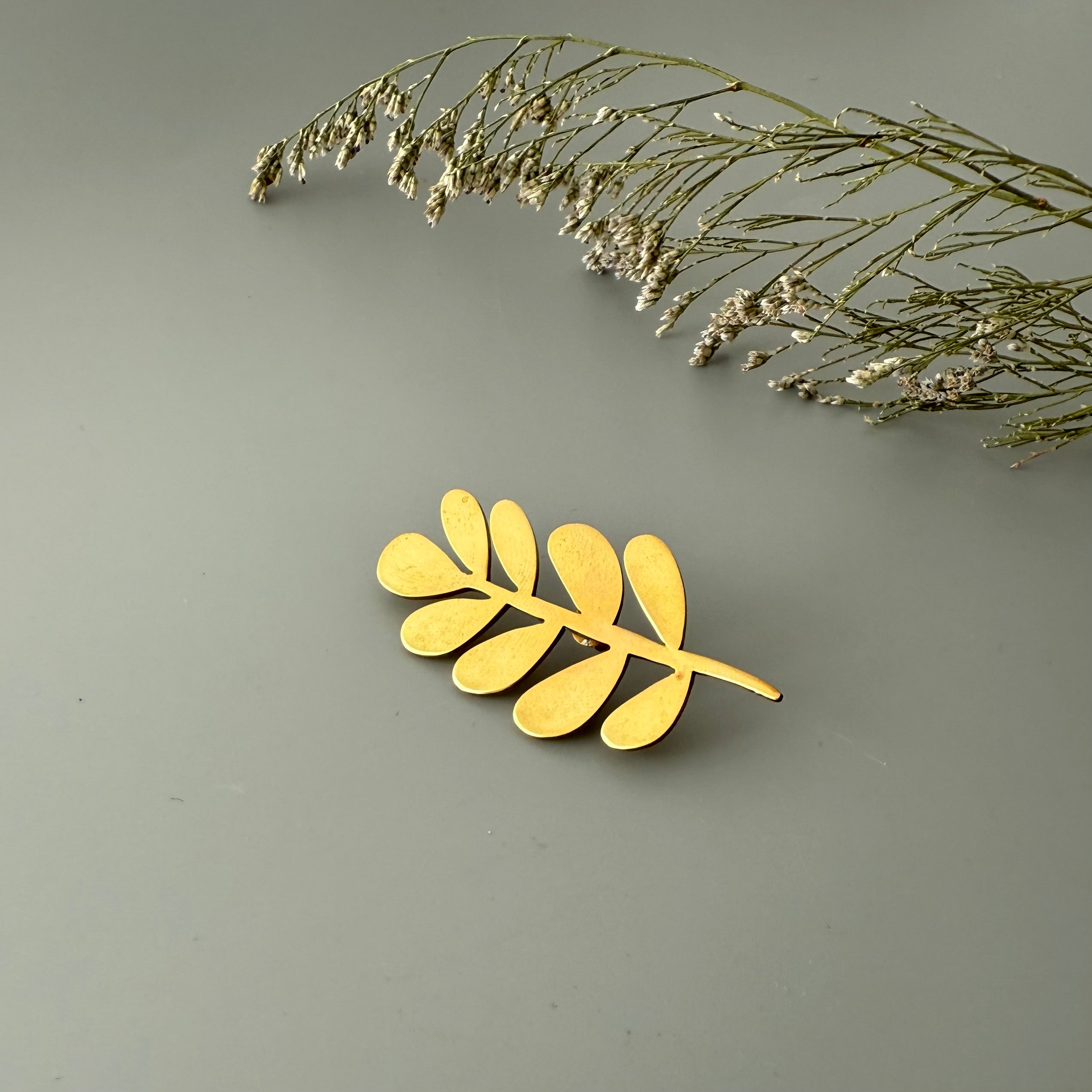 Floral Brass Brooch with Minimal Design
