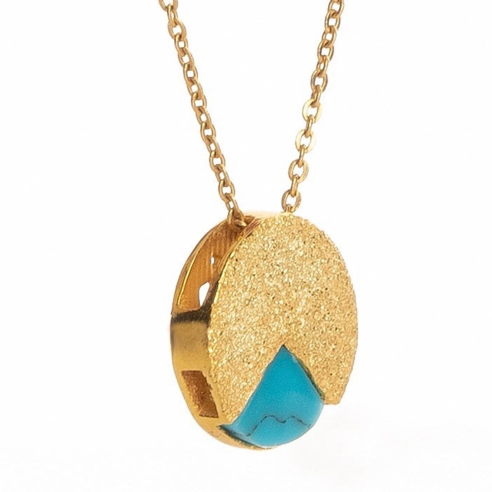Handmade Gold Plated Silver Necklace with Turquoises