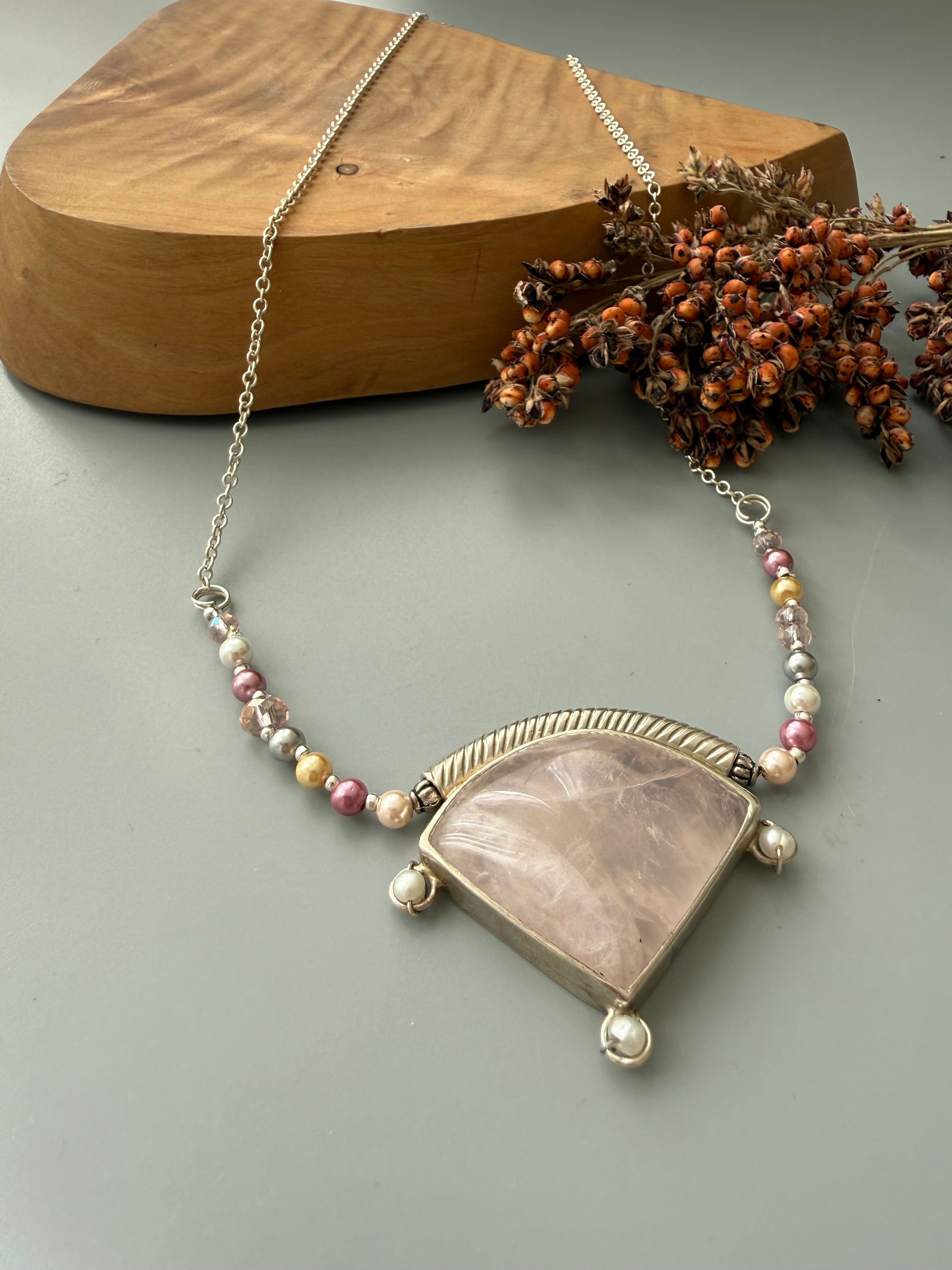 Classic Handmade Rose Quartz Necklace - AFRA ART GALLERY