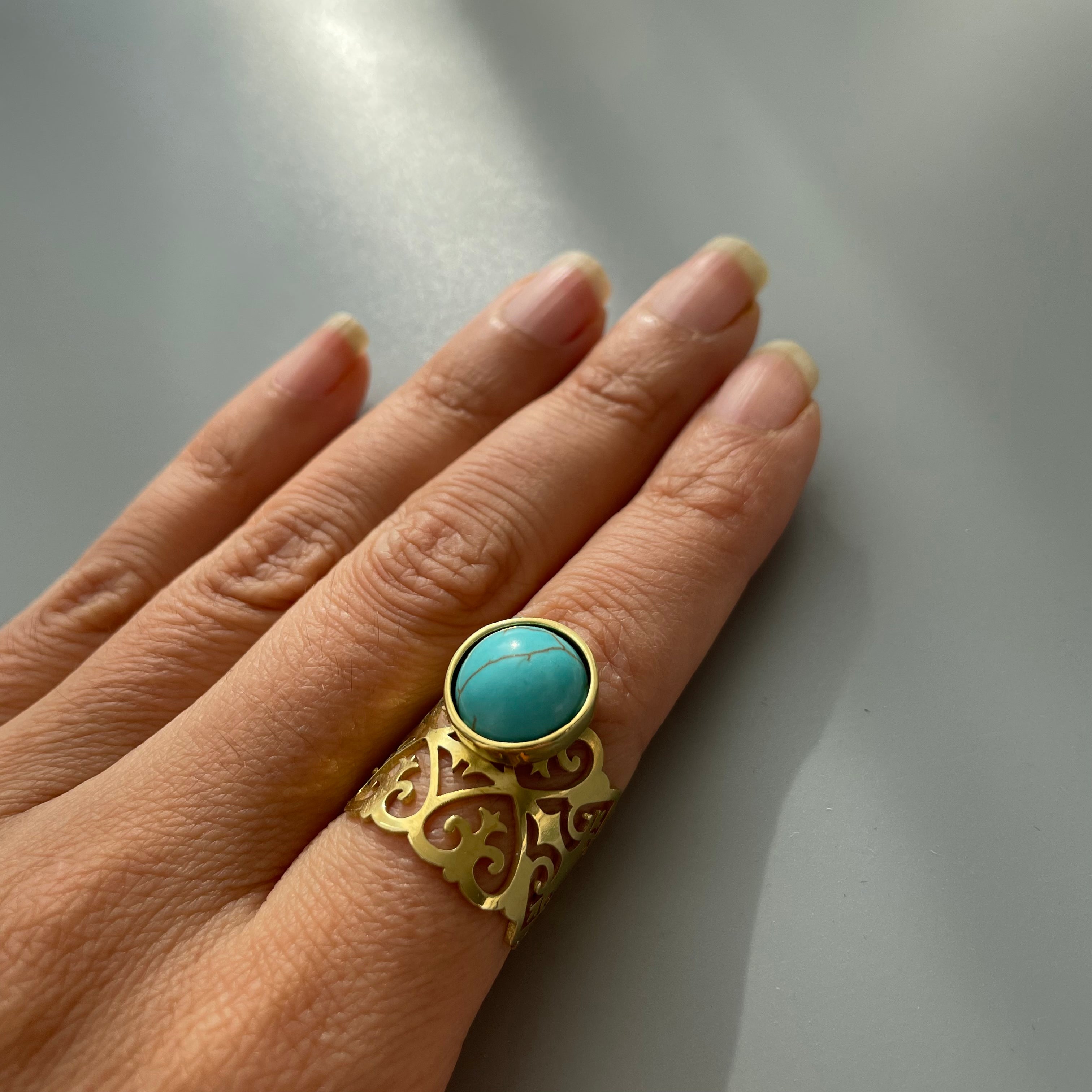 Persian Ring-Handmade Persian Ring with Turquoise:Persian Jewelry-AFRA ART GALLERY
