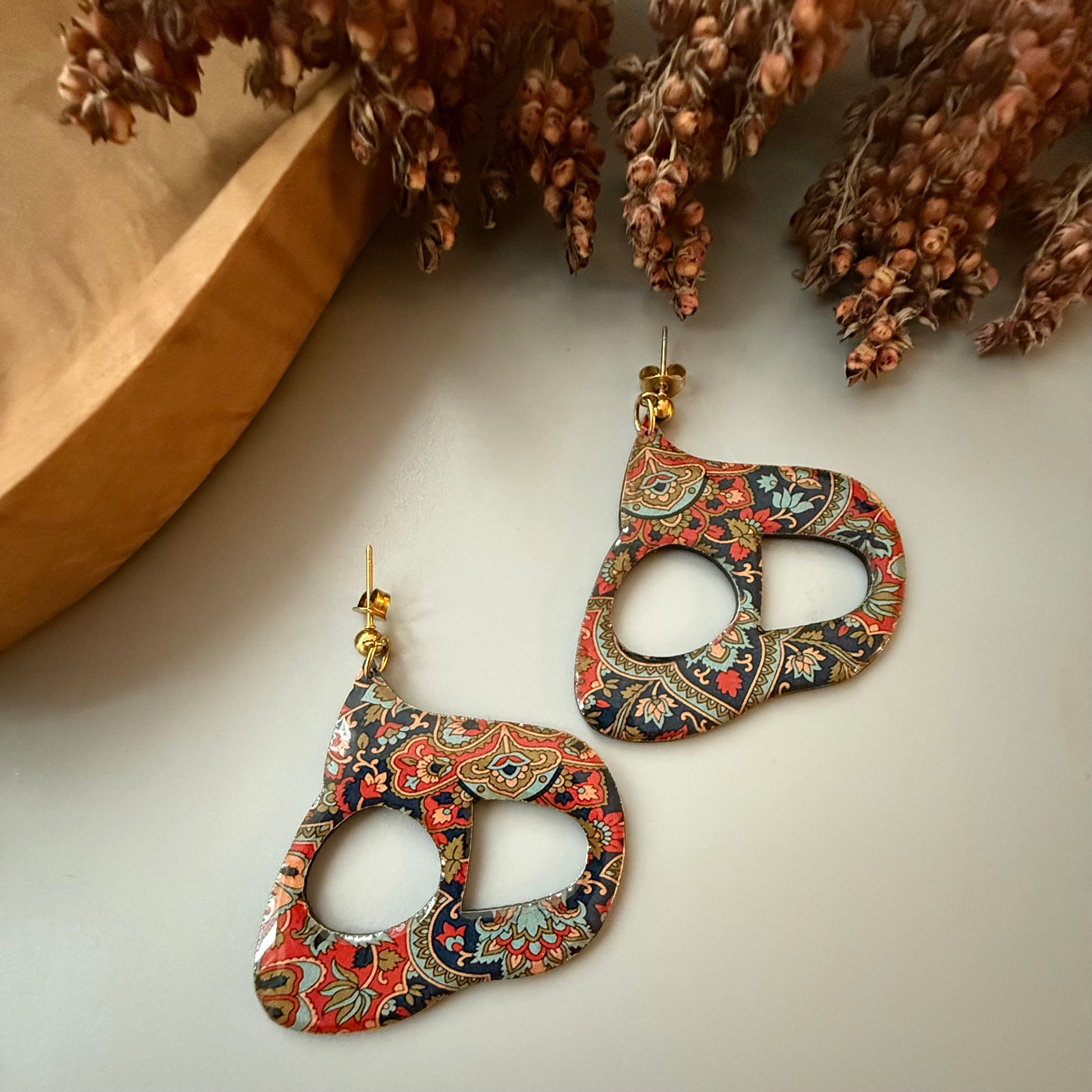 Light Epoxy Persian Earrings - AFRA ART GALLERY