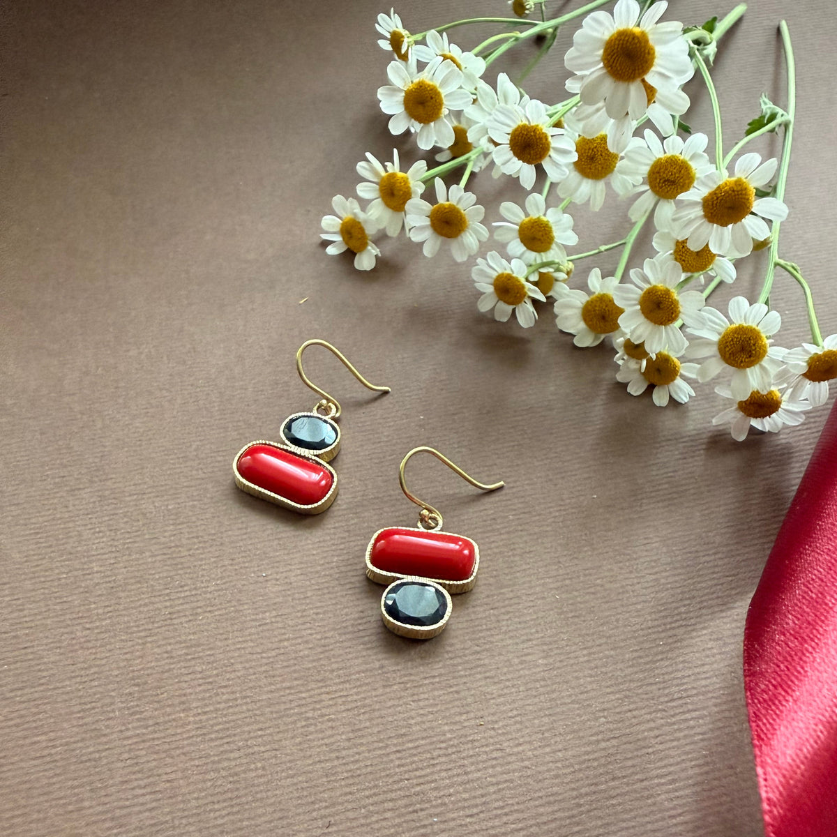 Minimal Earrings with Natural Gemstone - AFRA ART GALLERY