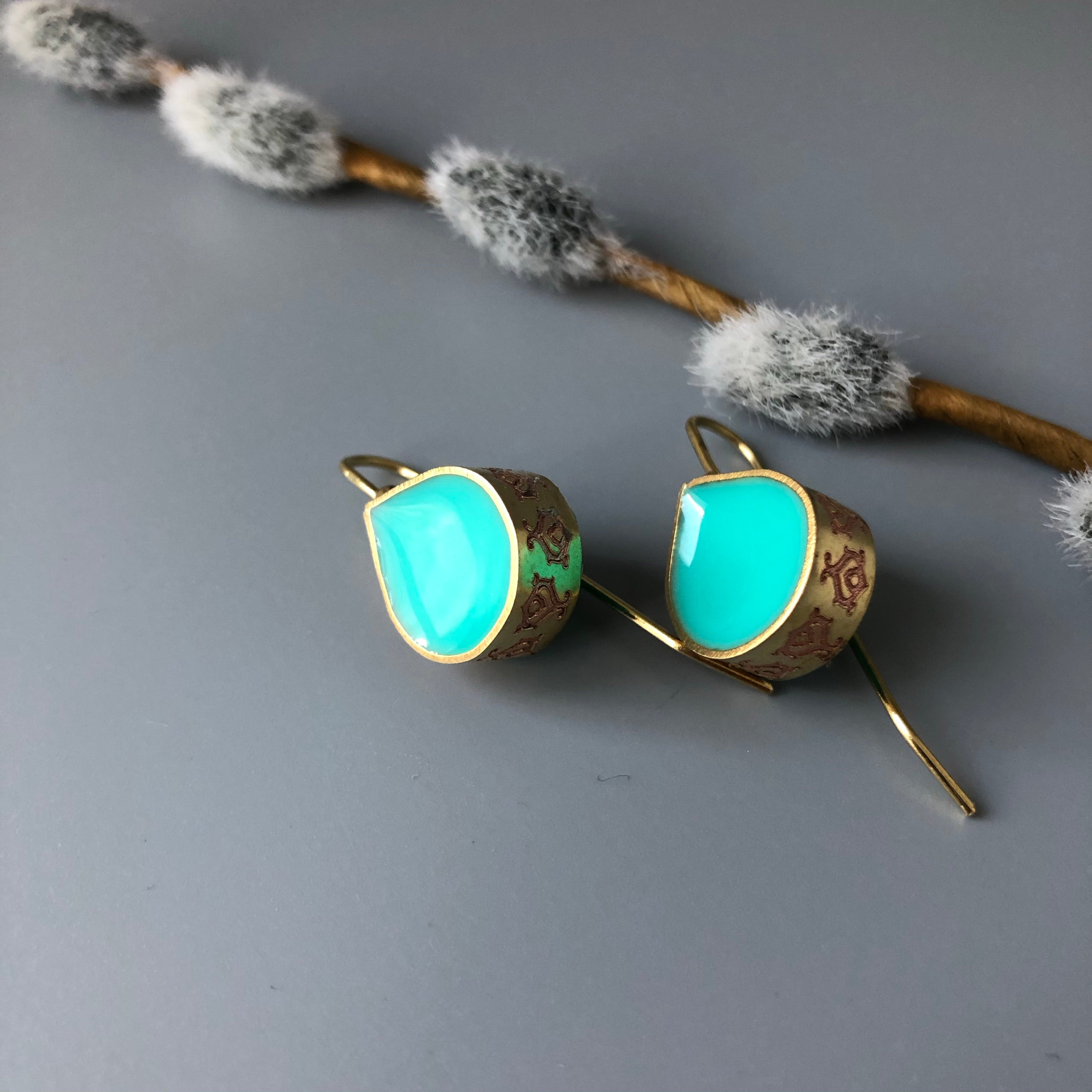 Persian Earrings-Brass Minimal Persian Earrings:Persian Jewelry-Afra Art Gallery