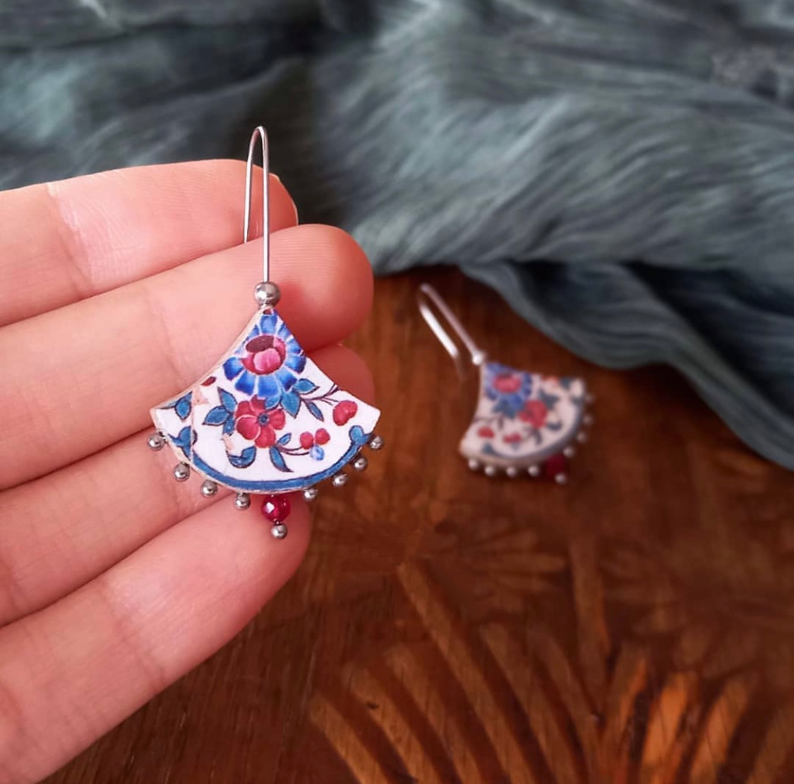 Persian Earrings-Dangle Earrings with Persian Pattern:Persian Jewelry-AFRA ART GALLERY