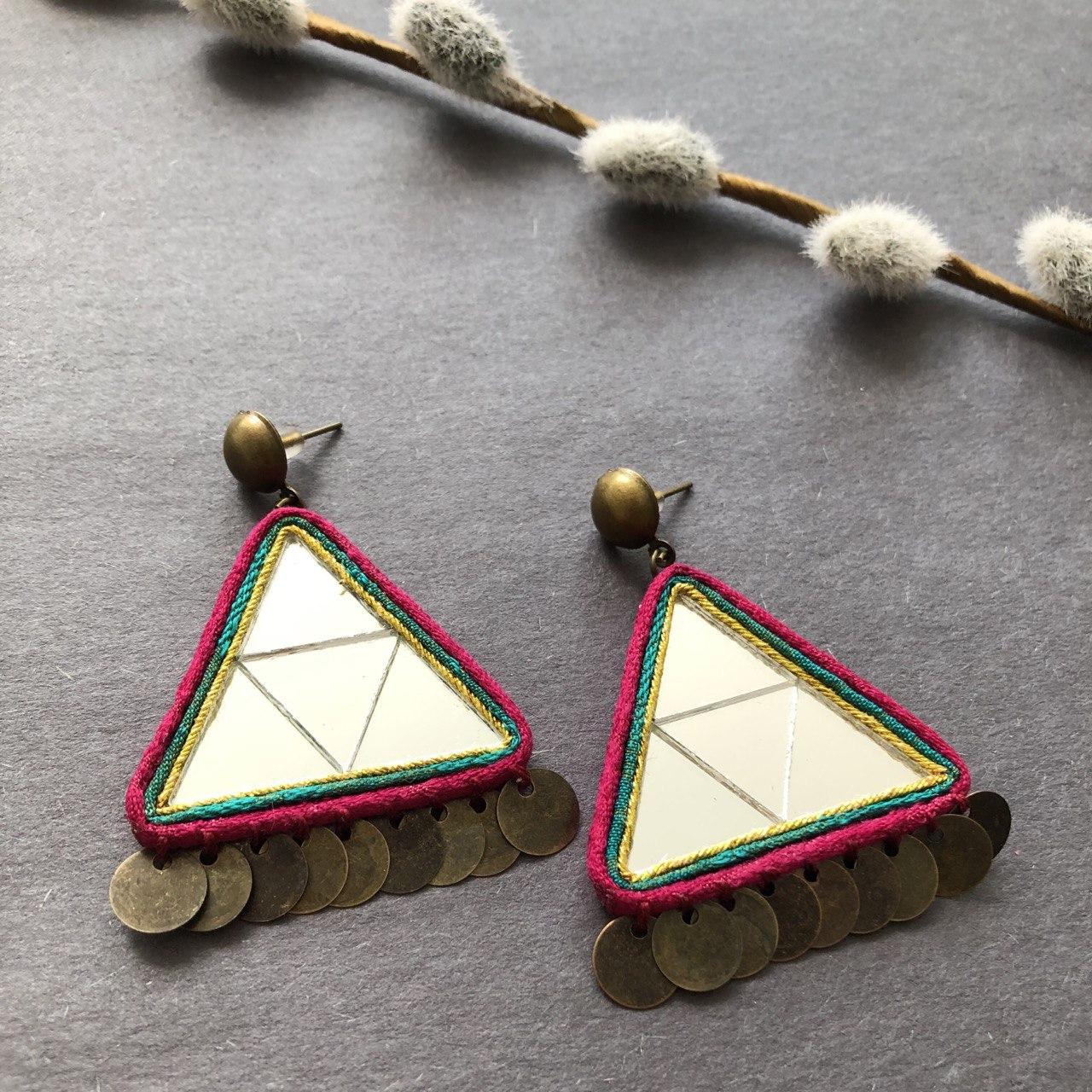 Persian Earrings-Persian Mirror Mosaic Earrings-: Persian Jewelry-Afra Art Gallery