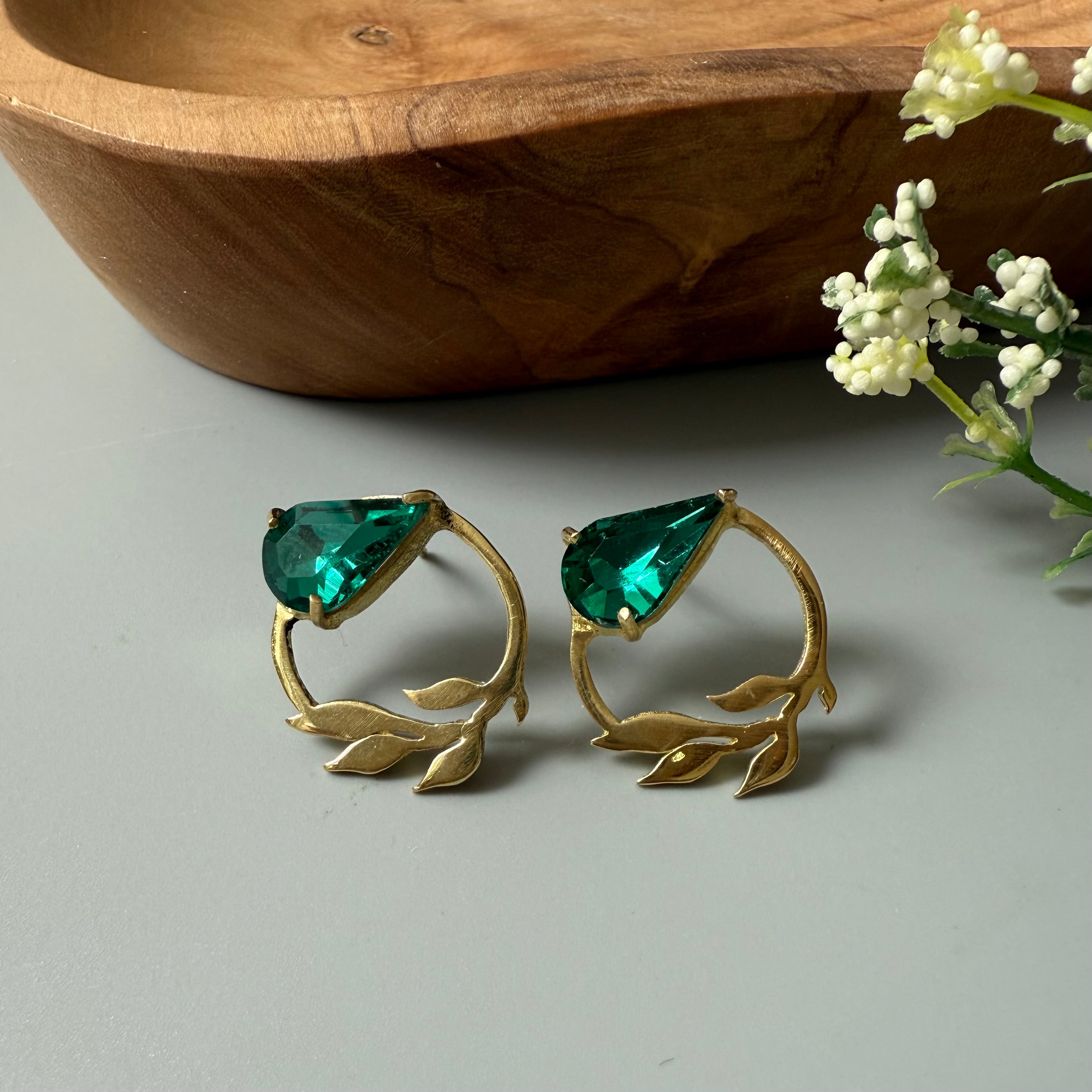 Persian Earrings-Handmade Brass Earrings with Olive Wreath Design:Persian Jewelry -AFRA ART GALLERY