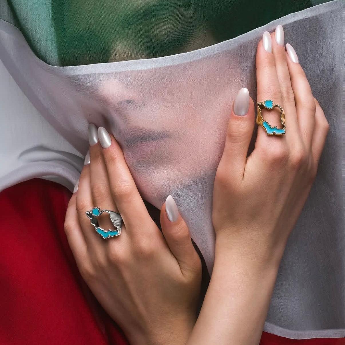 "For My Homeland" Iran Map Ring - AFRA ART GALLERY