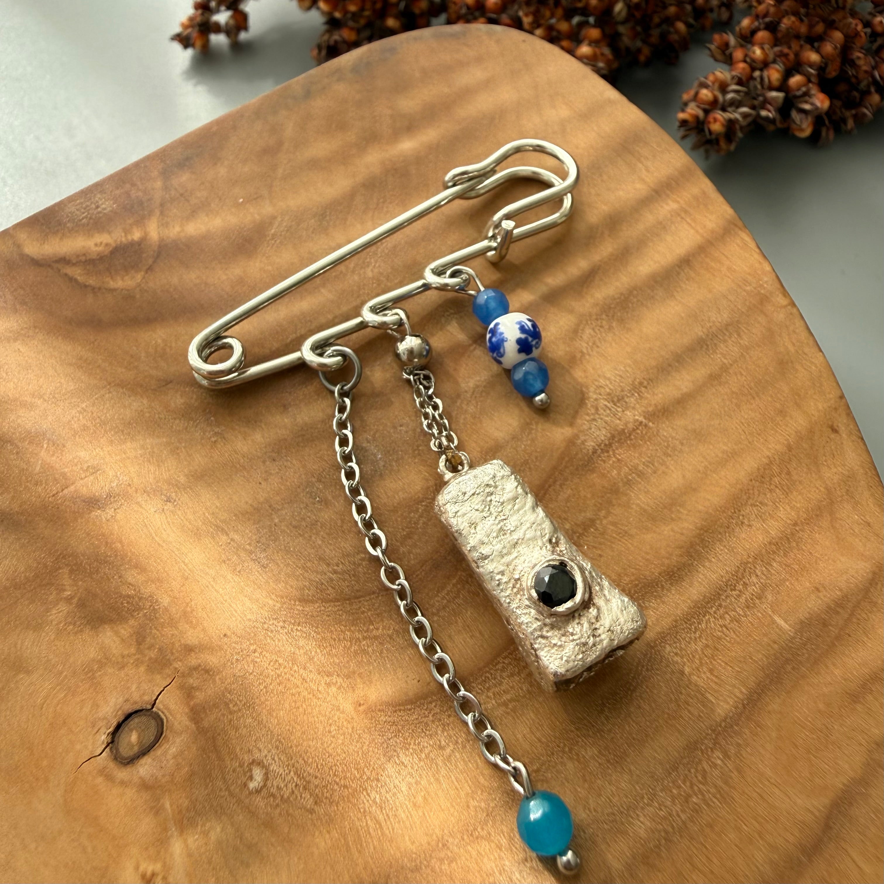 Handcrafted 999 Silver Brooch with Sparkling CZ - AFRA ART GALLERY