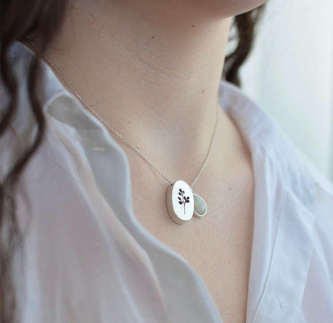 Persian Necklace Handmade Silver Necklace with White Agate: Persian Jewelry-AFRA ART GALLERY