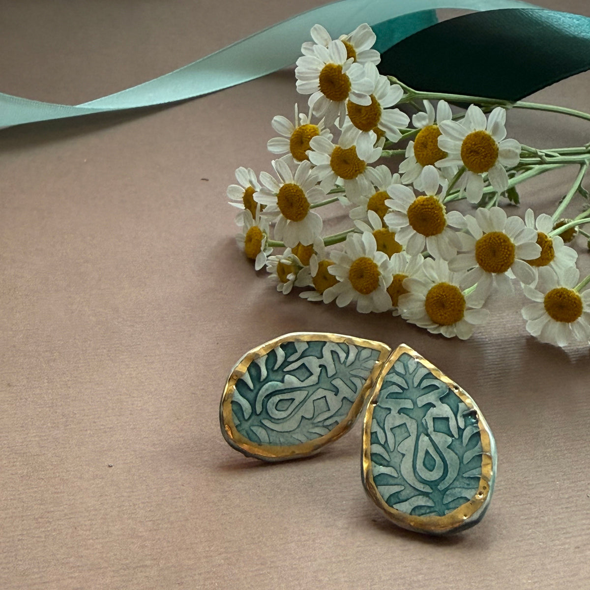 Minimal Teardrop Shape Ceramic Earrings - AFRA ART GALLERY