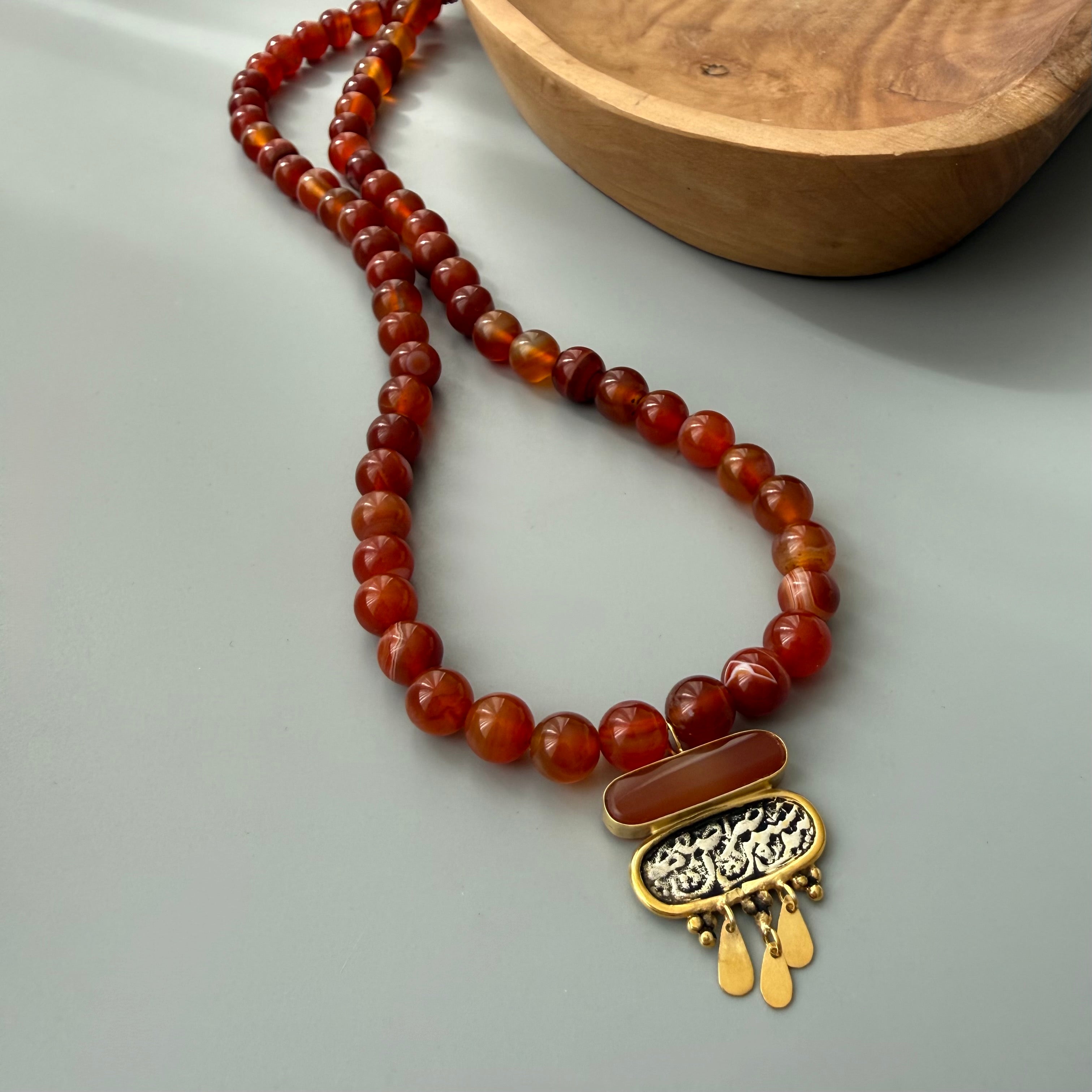 Handmade Silver Necklace with Natural Agate - AFRA ART GALLERY