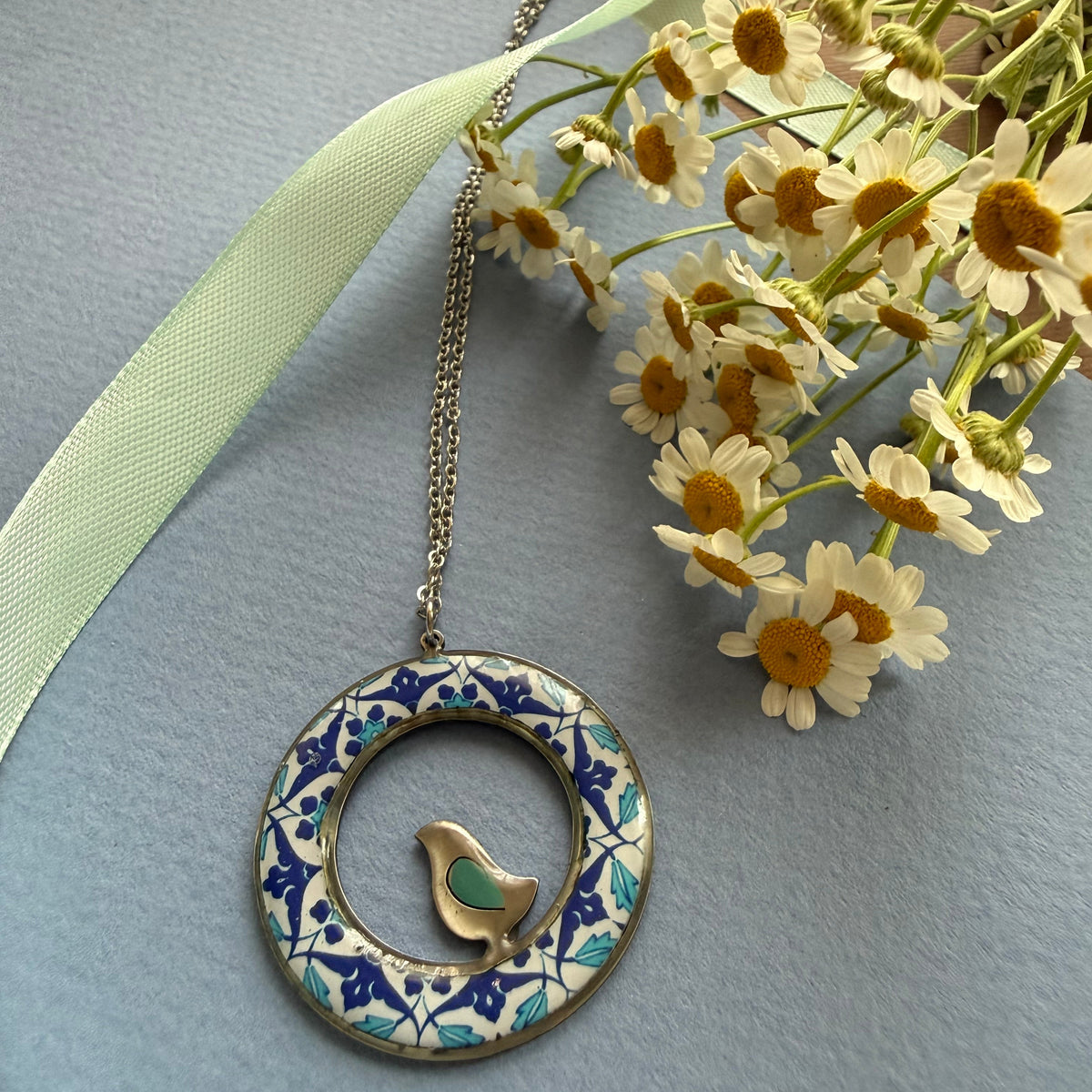 Colorful Persian Gol_o_Morgh Necklace - AFRA ART GALLERY