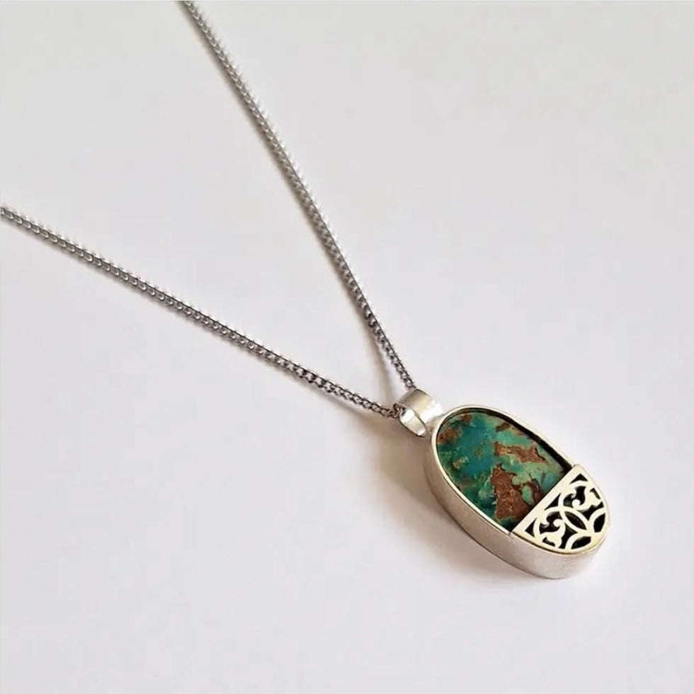 Handmade Persian Necklace with Natural Turquoise