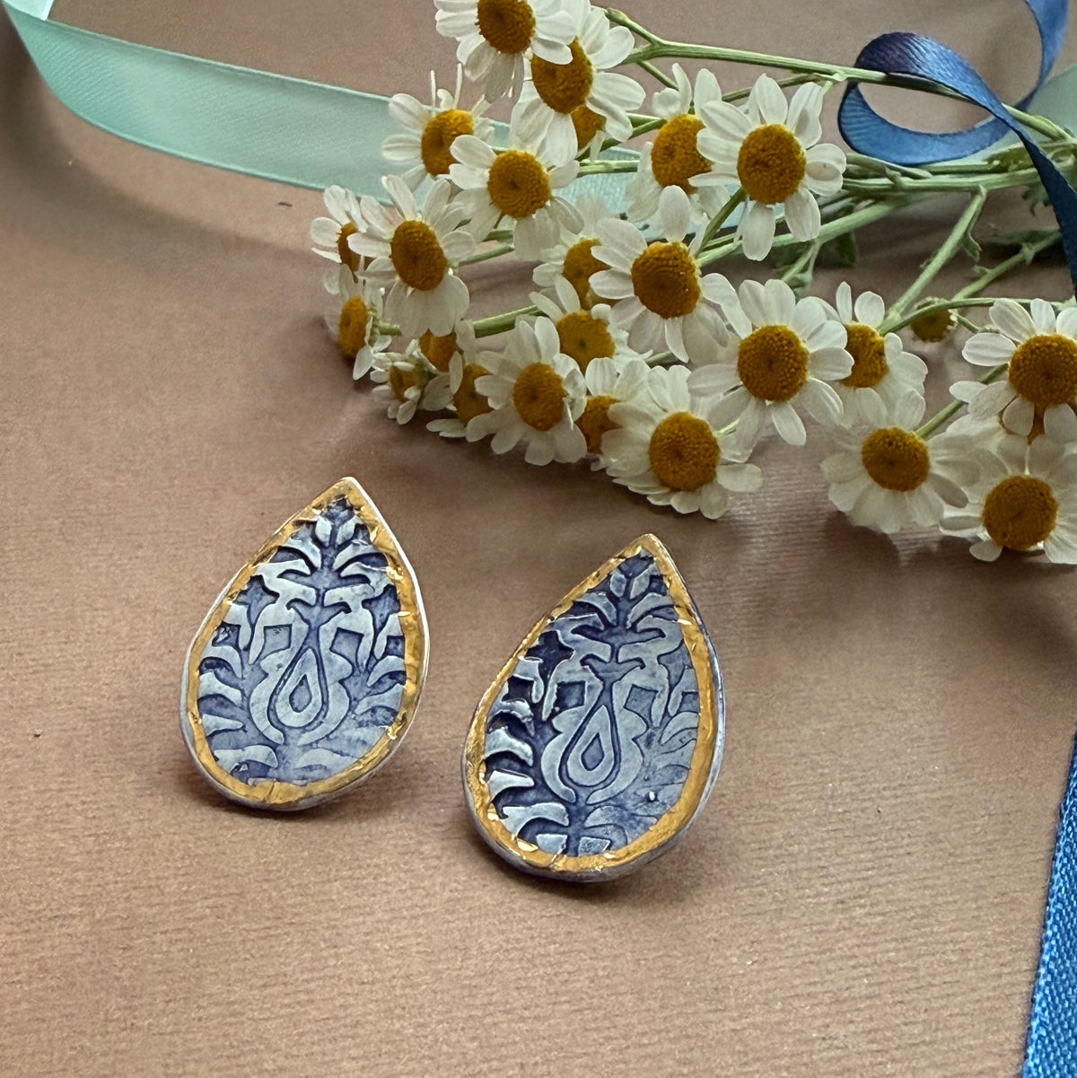 Minimal Teardrop Shape Ceramic Earrings - AFRA ART GALLERY