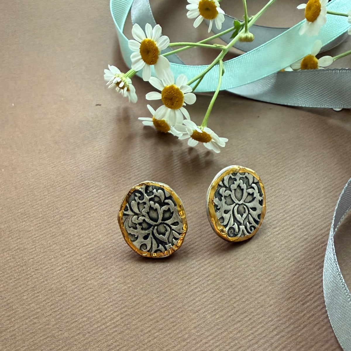 Minimal Round Shape Ceramic Earrings - AFRA ART GALLERY