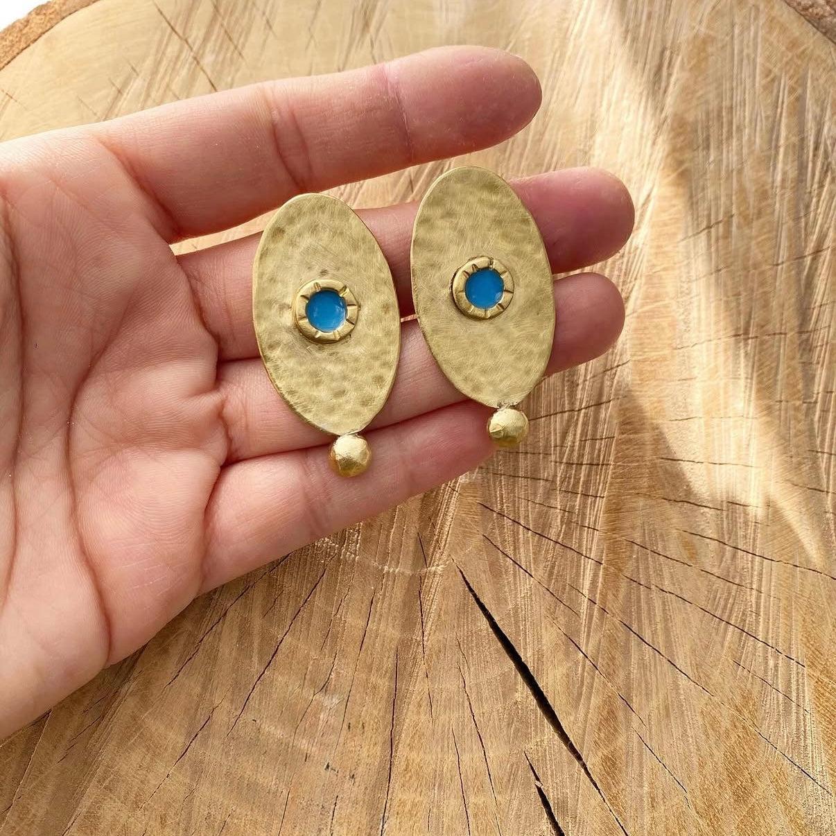 Persian Earrings-Handmade Brass Earring with Cold Enamel:Persian Jewelry -AFRA ART GALLERY