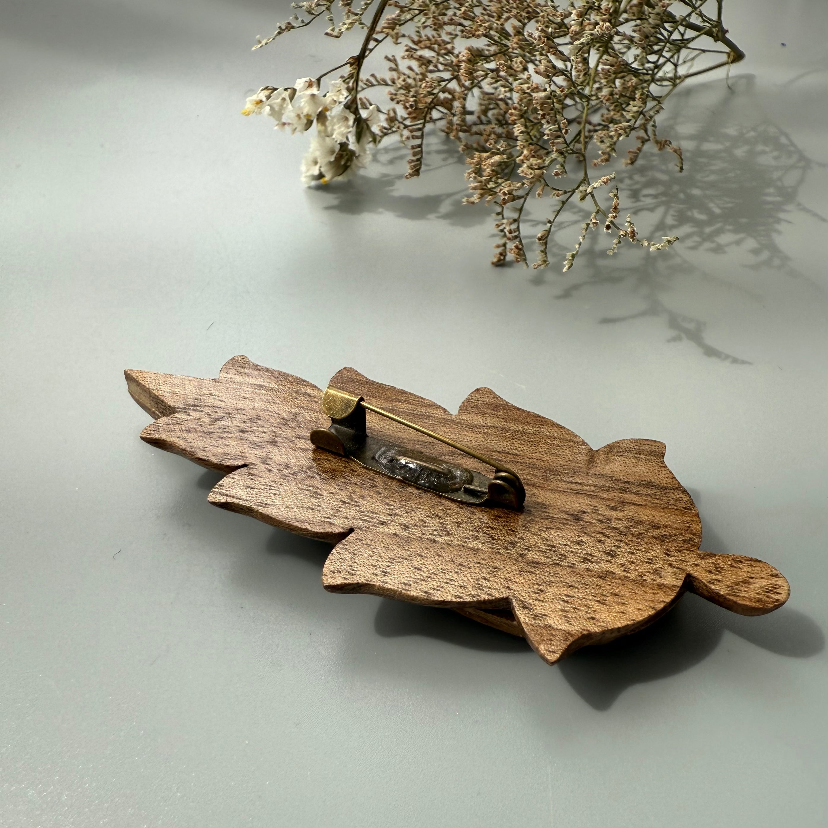 Handmade Wooden and Pateh Embroidery Brooch