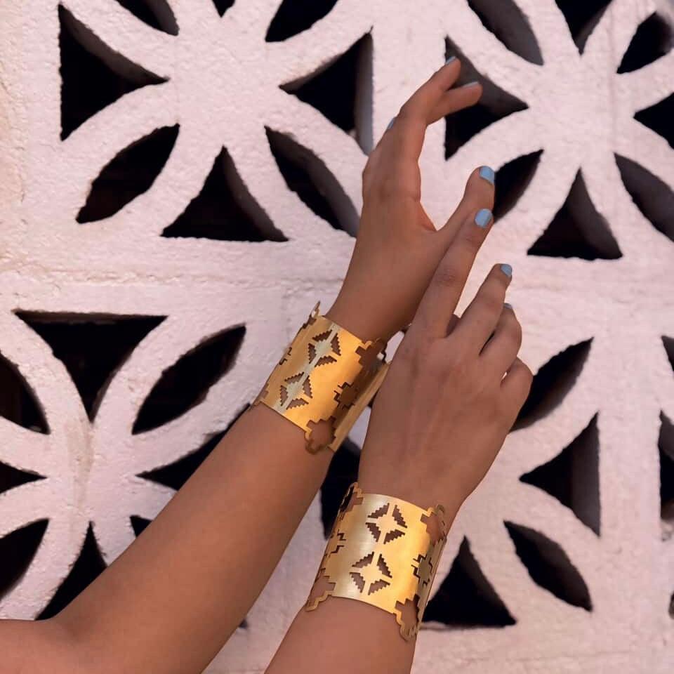 Handmade Brass Bracelet with Persian Qulim Motif
