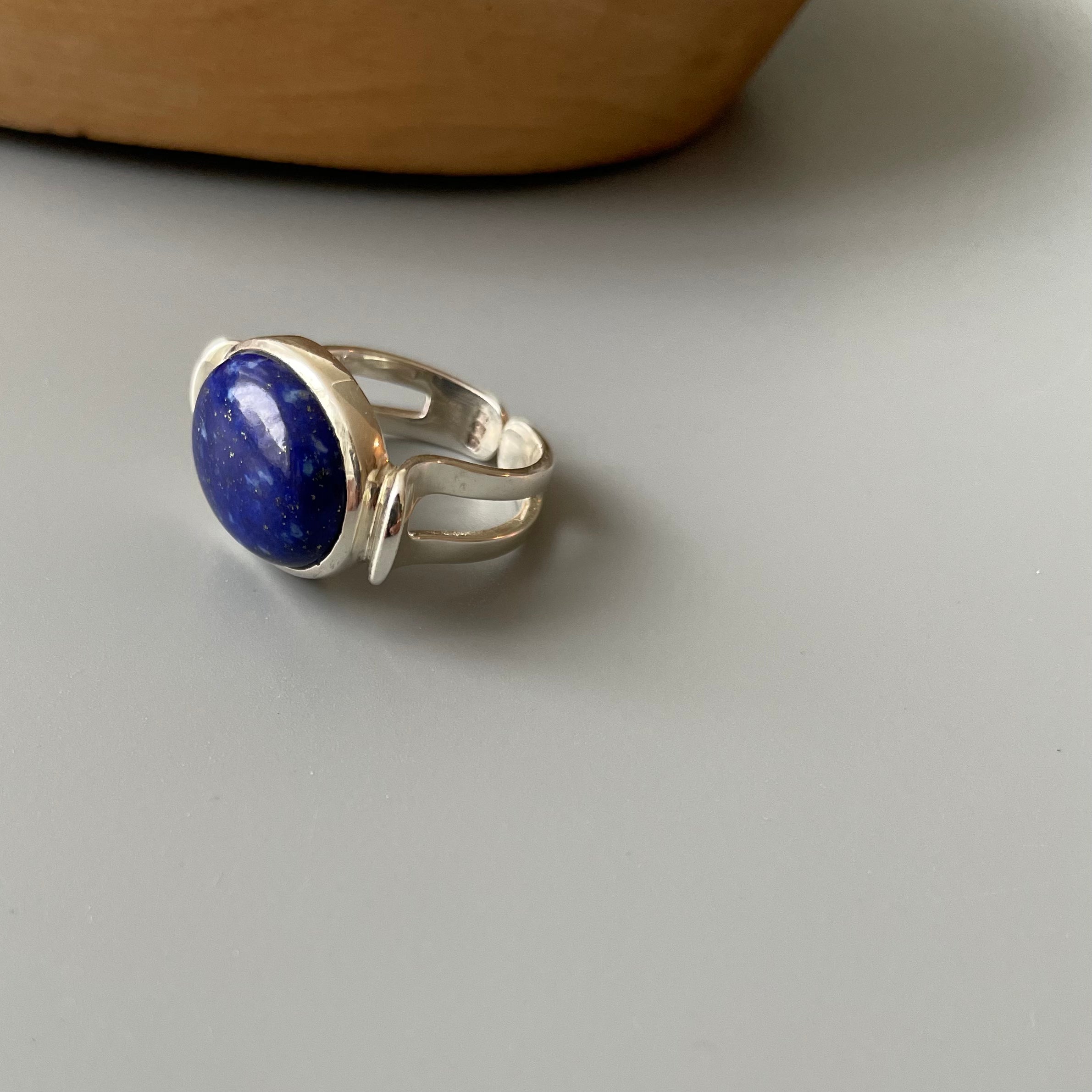 Persian Ring-Handmade Silver Ring with Natural Lazuli:Persian Jewelry-AFRA ART GALLERY