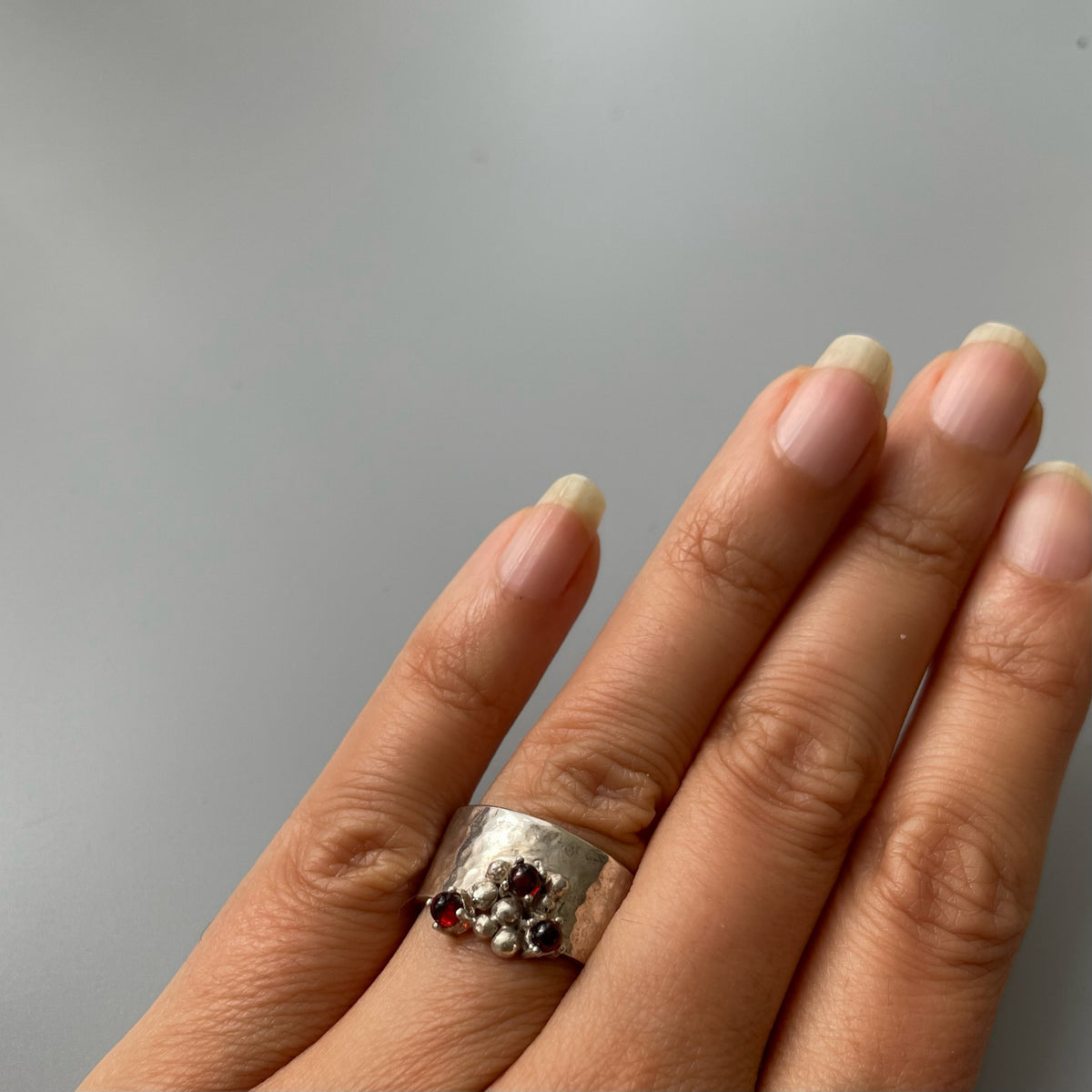 Persian Ring-Handmade Silver Ring with Garnet:Persian Jewelry-AFRA ART GALLERY