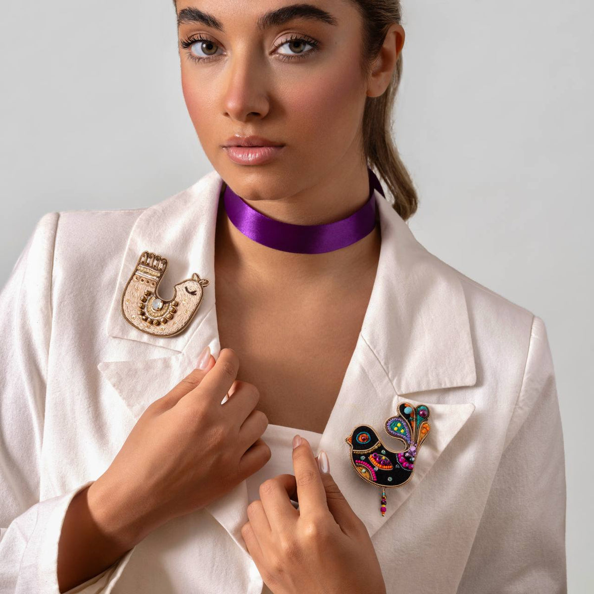 Colorful Bird Embroidered Brooch - AFRA ART GALLERY