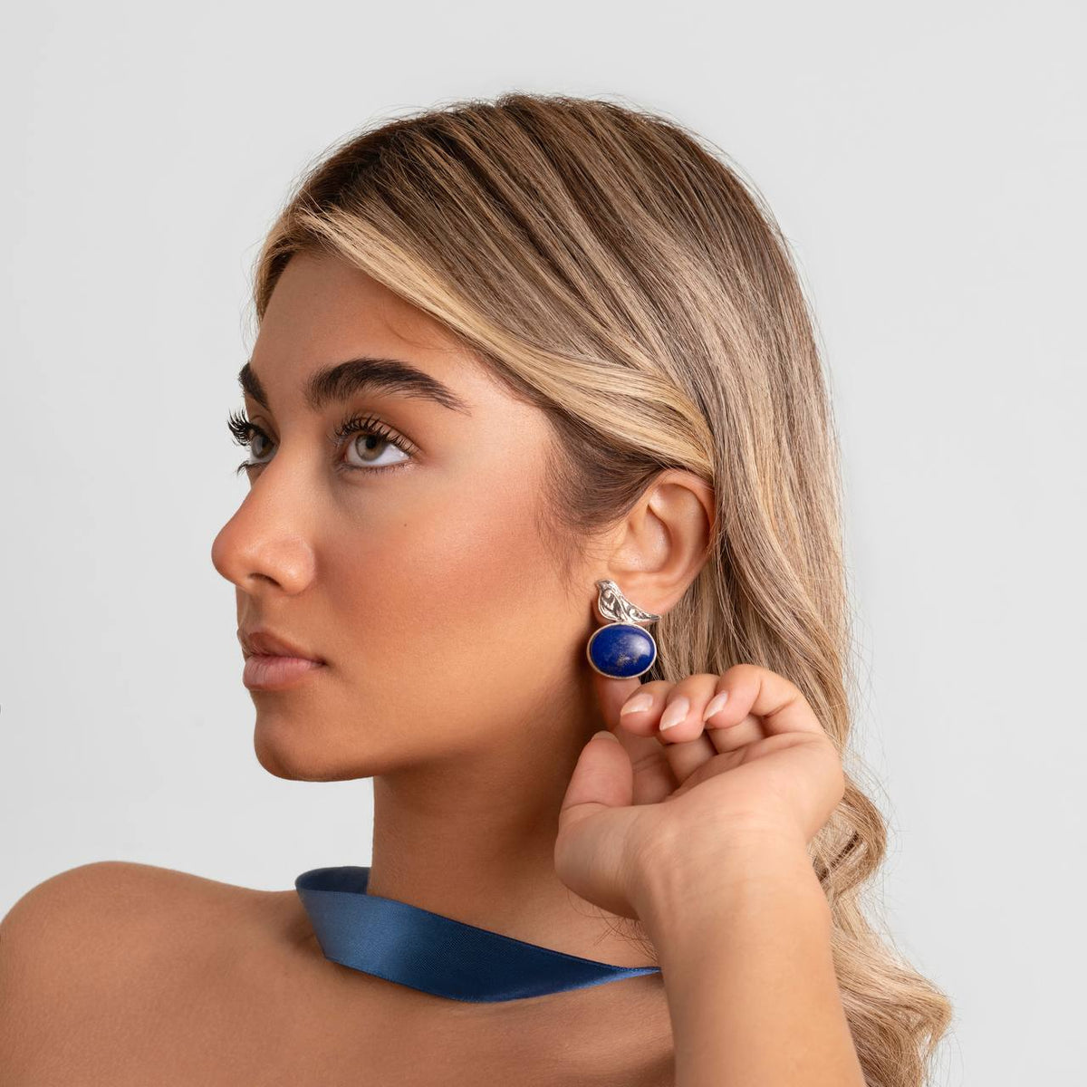 Silver Bird & Lapis Earrings - AFRA ART GALLERY