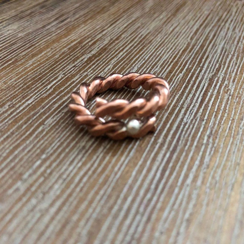Persian Minimal Jewelry-Handmade Twisted Copper Ring:Persian Jewelry-Afra Art Gallery