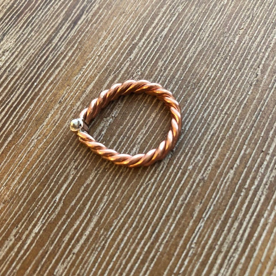 Persian Minimal Jewelry-Handmade Twisted Copper Ring:Persian Jewelry-Afra Art Gallery