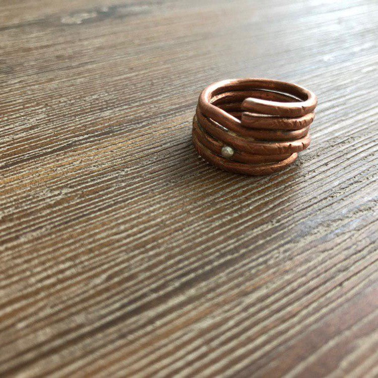Persian Minimal Jewelry-Handmade Twisted Copper Ring:Persian Jewelry-Afra Art Gallery