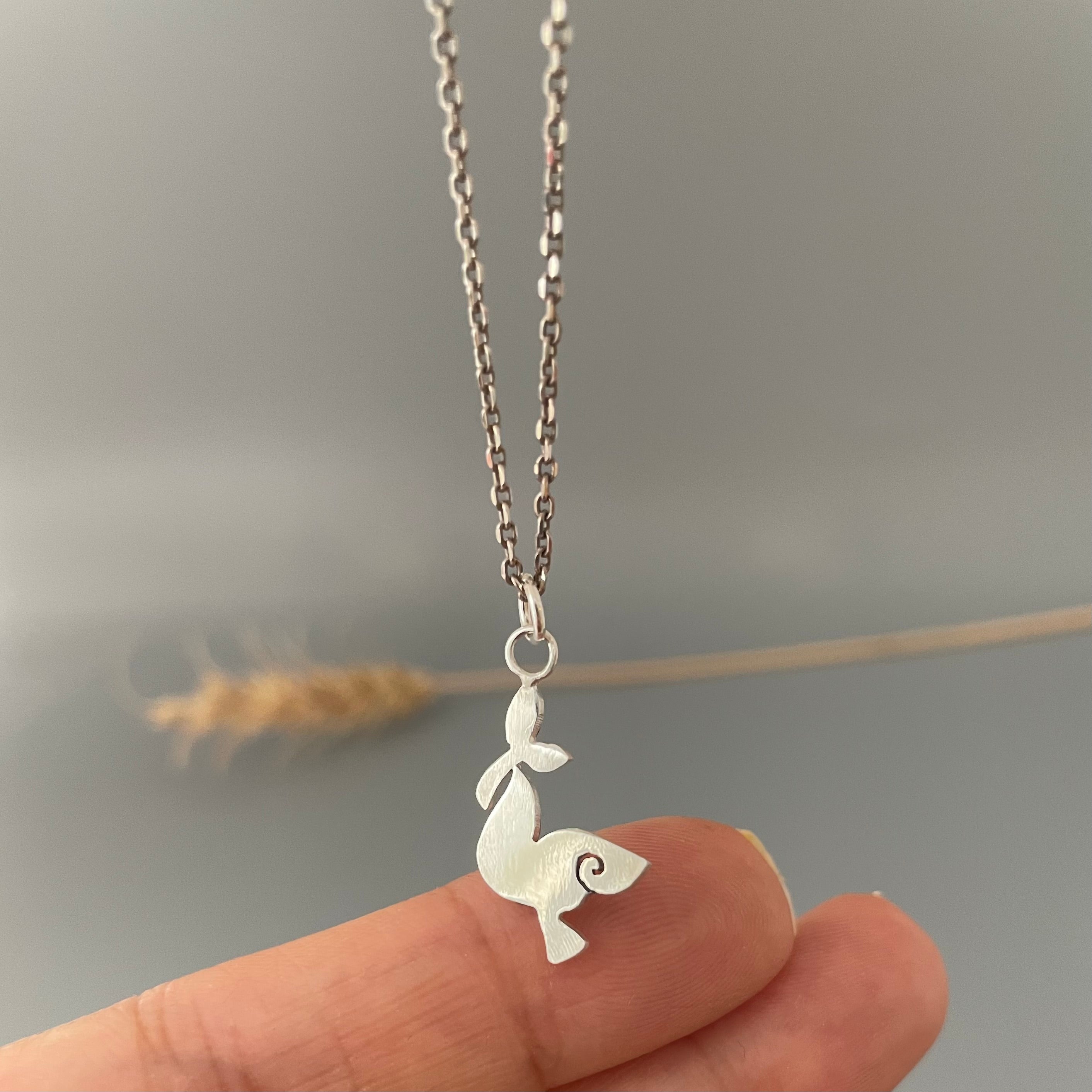 Persian Necklaces Handmade Minimal Bird Silver Necklace:Persian Jewelry-A ART GALLERY