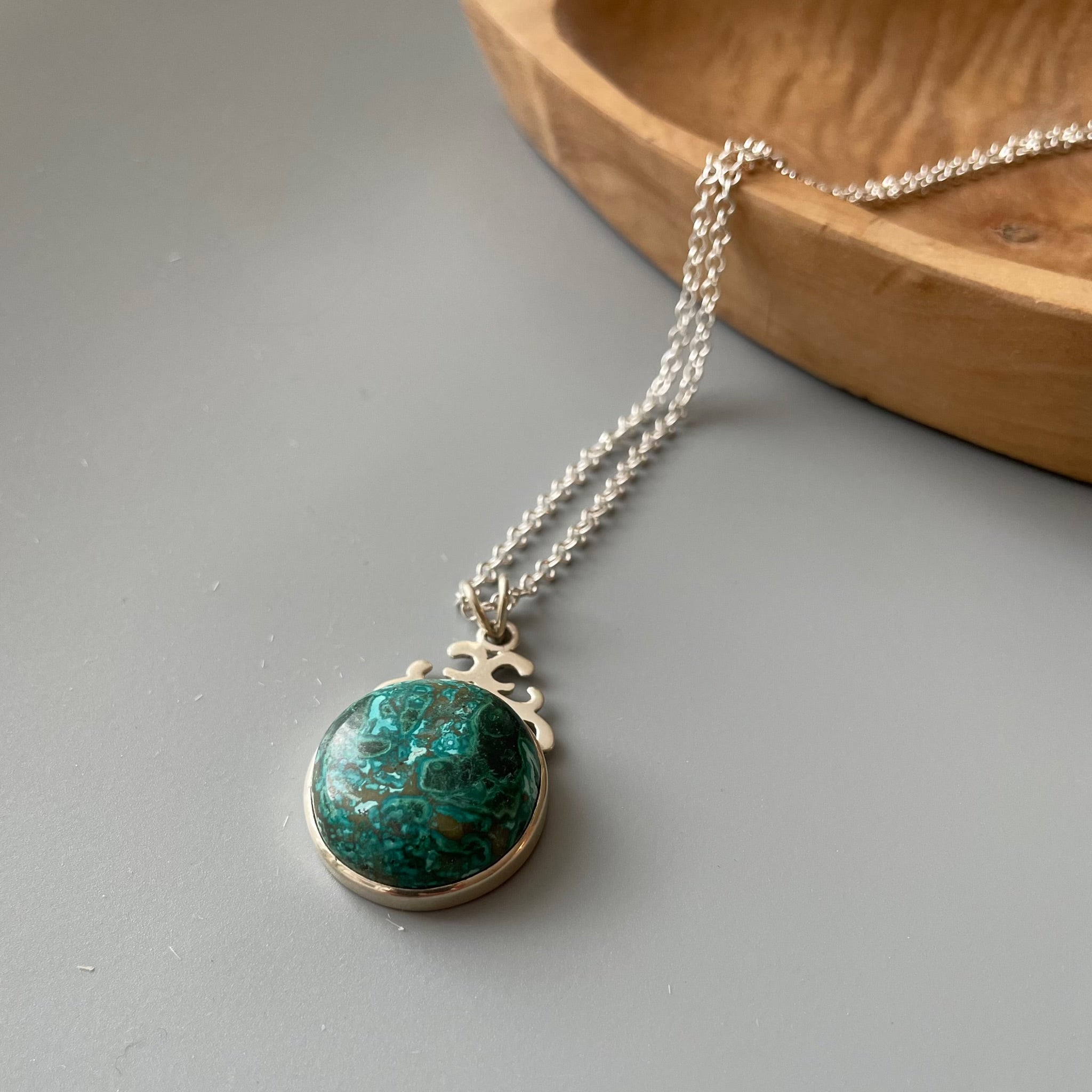 Handmade Silver Necklace with Natural Gemstone