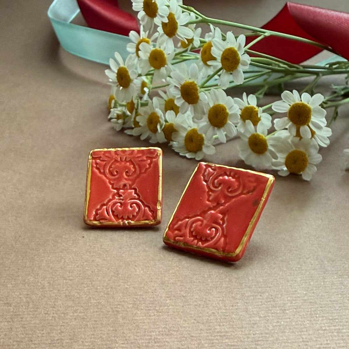 Minimal Rectangular Shape Ceramic Earrings (Copy) - AFRA ART GALLERY